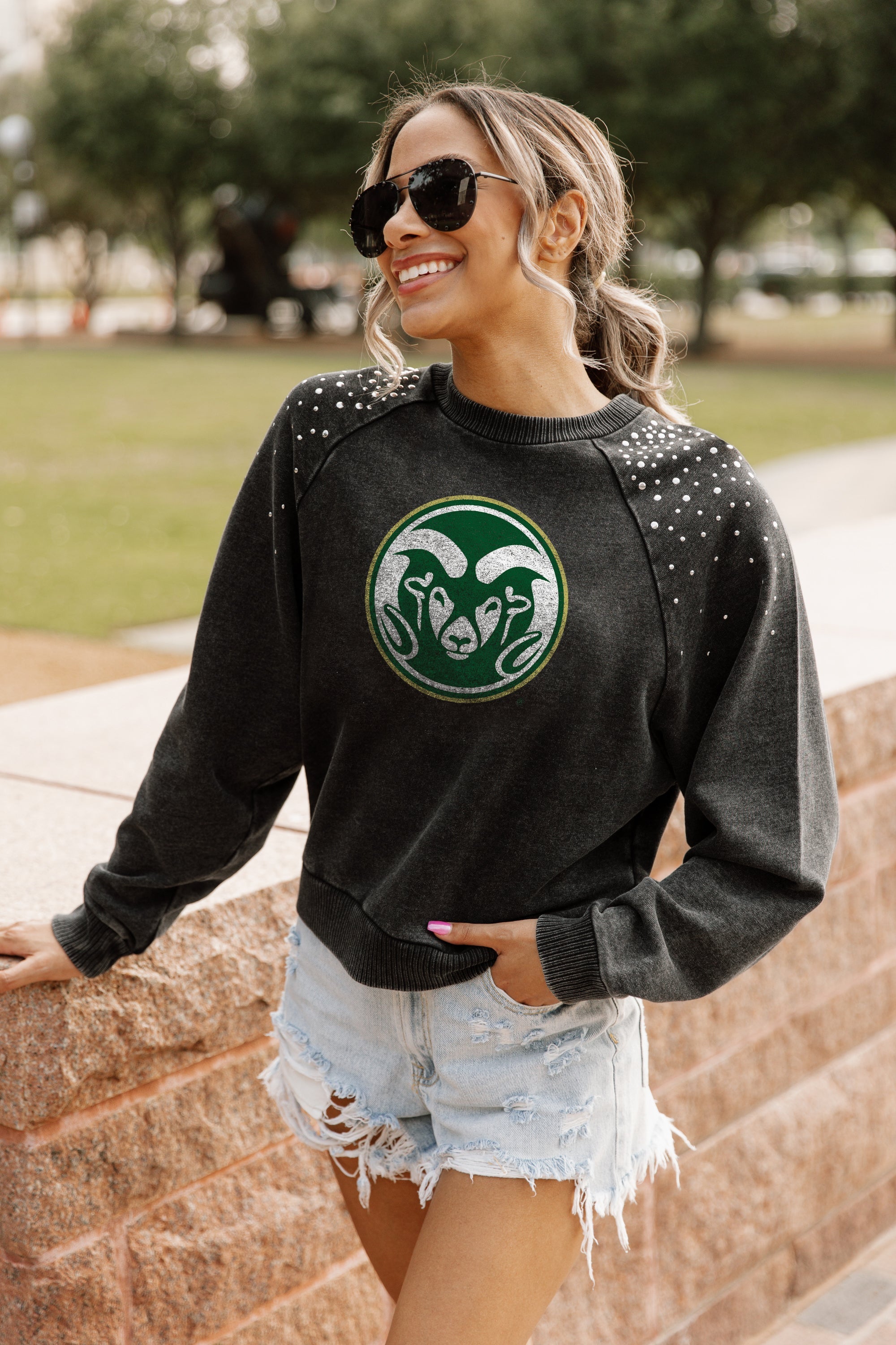 Gameday Couture Colorado State Rams White Play On Crew Pullover