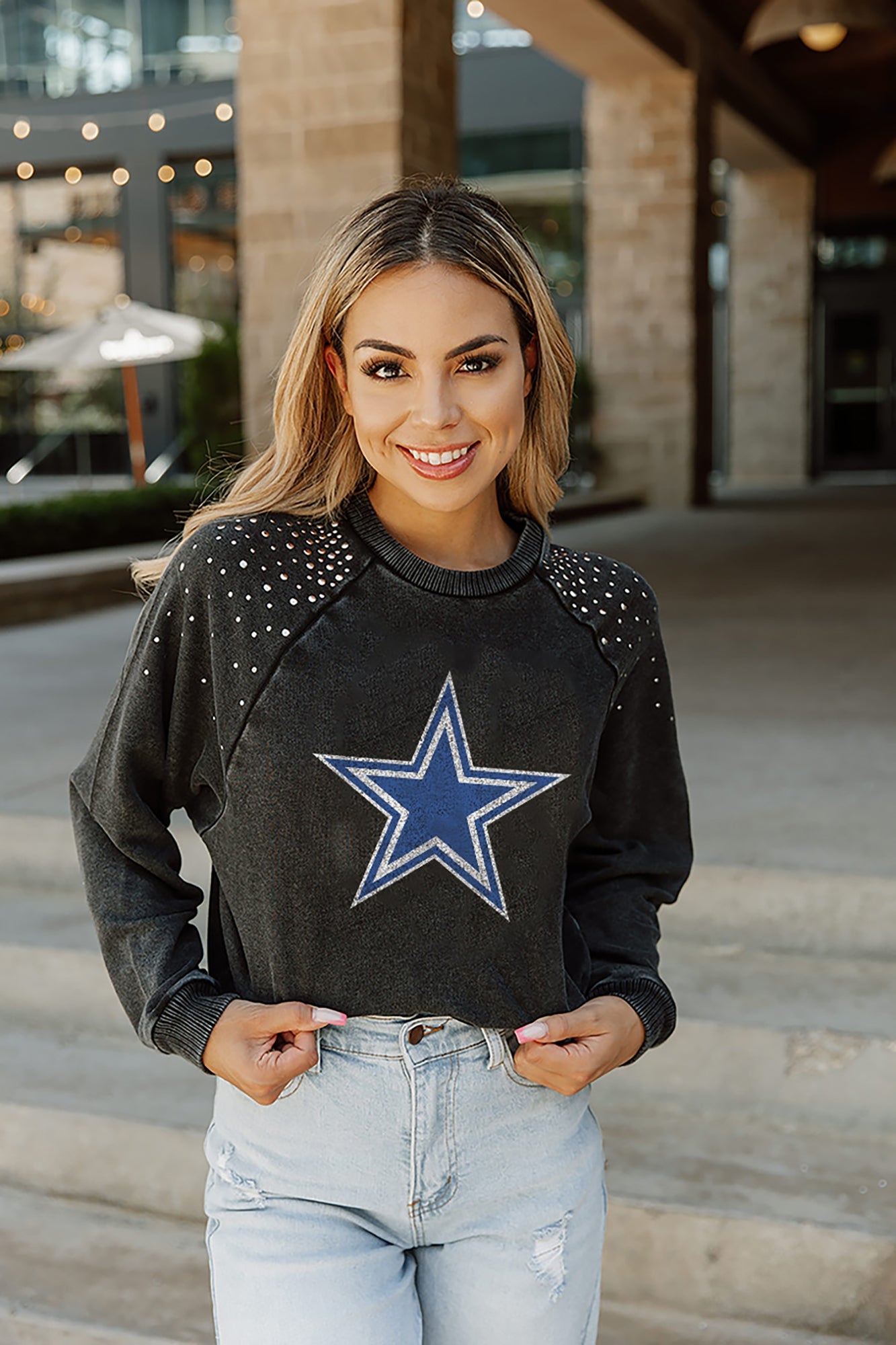 Gameday Couture Dallas Cowboys Women's Gladiator Studded Sleeve