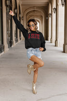 ARKANSAS STATE RED WOLVES GUESS WHO'S BACK SEQUIN YOKE PULLOVER