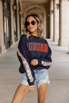 AUBURN TIGERS GUESS WHO'S BACK SEQUIN YOKE PULLOVER