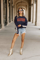 AUBURN TIGERS GUESS WHO'S BACK SEQUIN YOKE PULLOVER