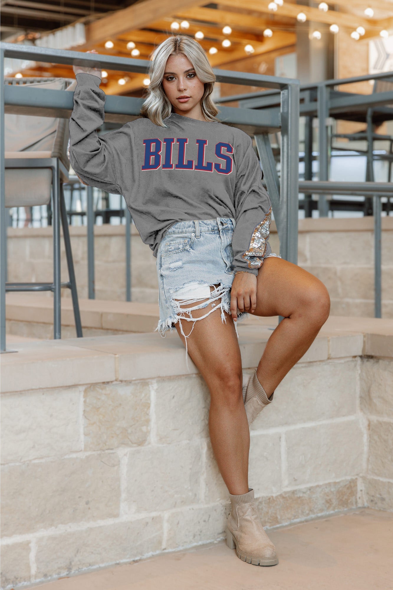 Buffalo Bills Womens Sexy Off Shoulder Hoodie Dress Lace up Sweatshirt Fans  Gift