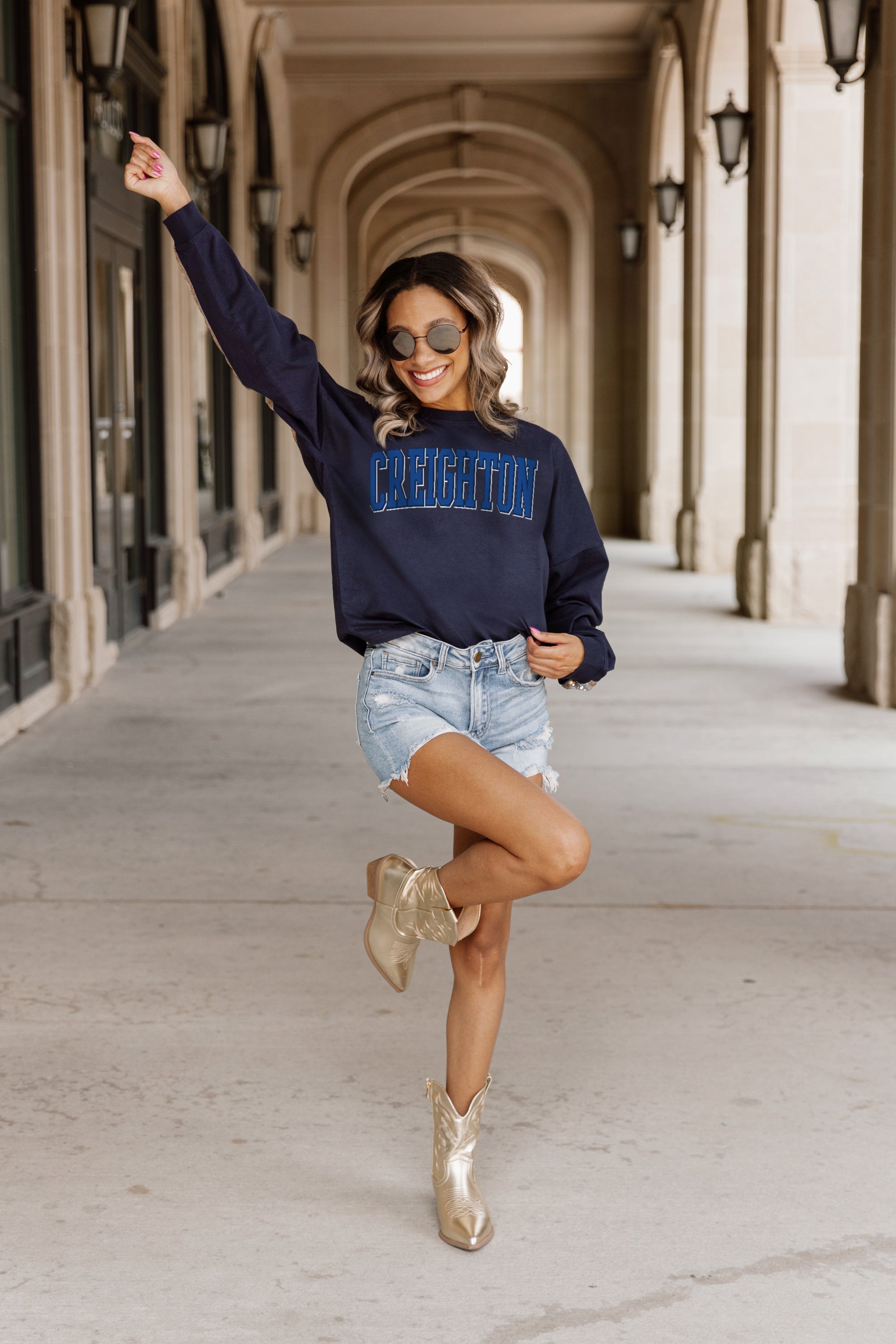 CREIGHTON BLUEJAYS GUESS WHO'S BACK SEQUIN YOKE PULLOVER