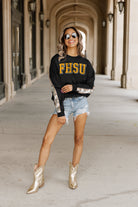 FORT HAYS STATE TIGERS GUESS WHO'S BACK SEQUIN YOKE PULLOVER