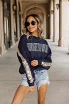 GEORGETOWN HOYAS GUESS WHO'S BACK SEQUIN YOKE PULLOVER