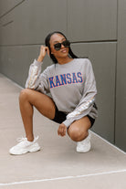 KANSAS JAYHAWKS GUESS WHO'S BACK SEQUIN YOKE PULLOVER