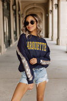 MARQUETTE GOLDEN EAGLES GUESS WHO'S BACK SEQUIN YOKE PULLOVER