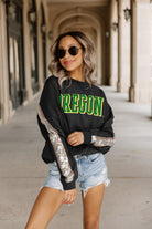 OREGON DUCKS GUESS WHO'S BACK SEQUIN YOKE PULLOVER