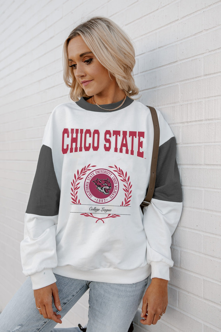 CHICO STATE WILDCATS VINTAGE CLASSIC COLORBLOCK SLEEVE SWEATSHIRT