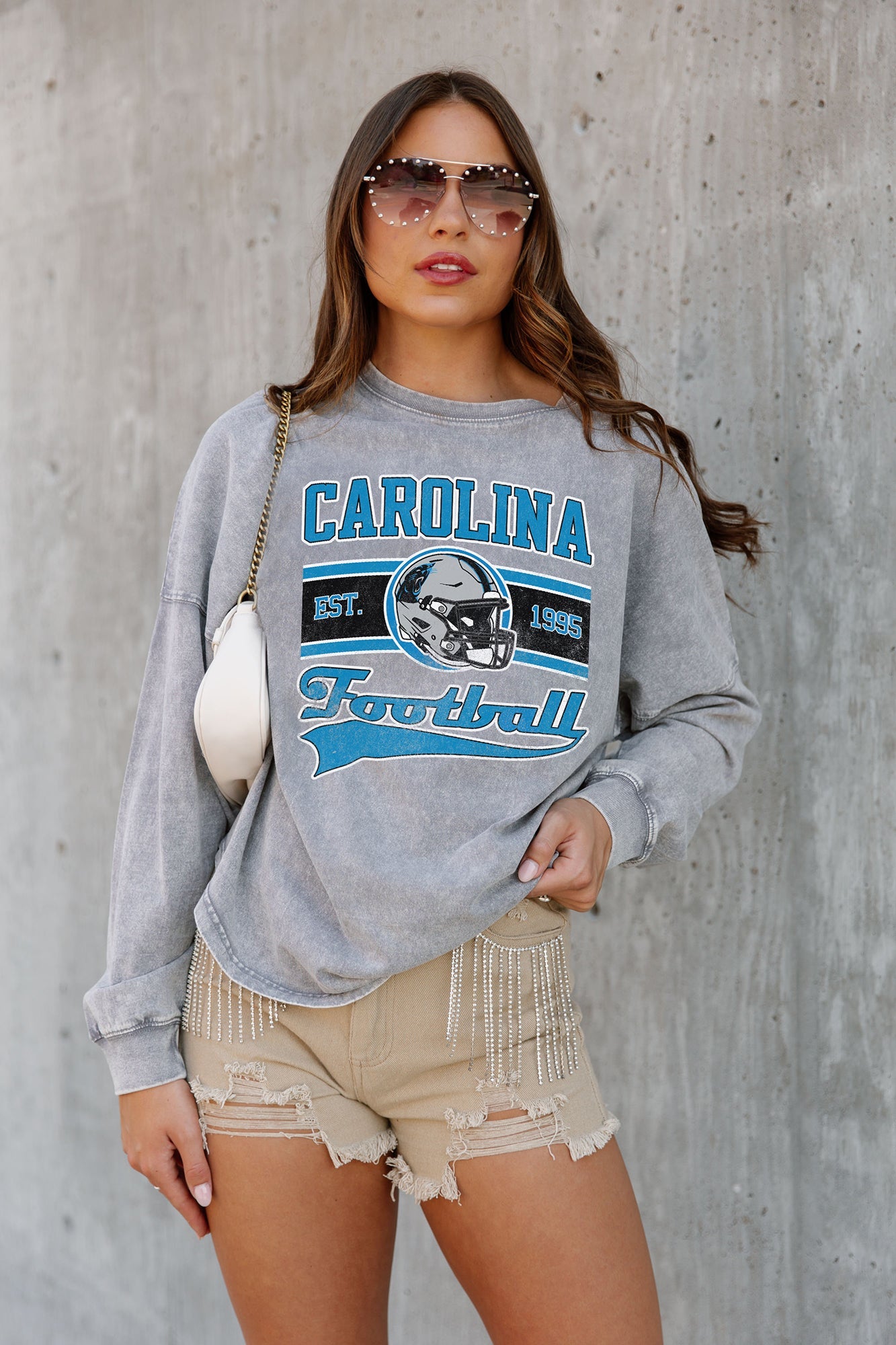 CAROLINA PANTHERS NO TIMEOUTS FADED WASH PULLOVER