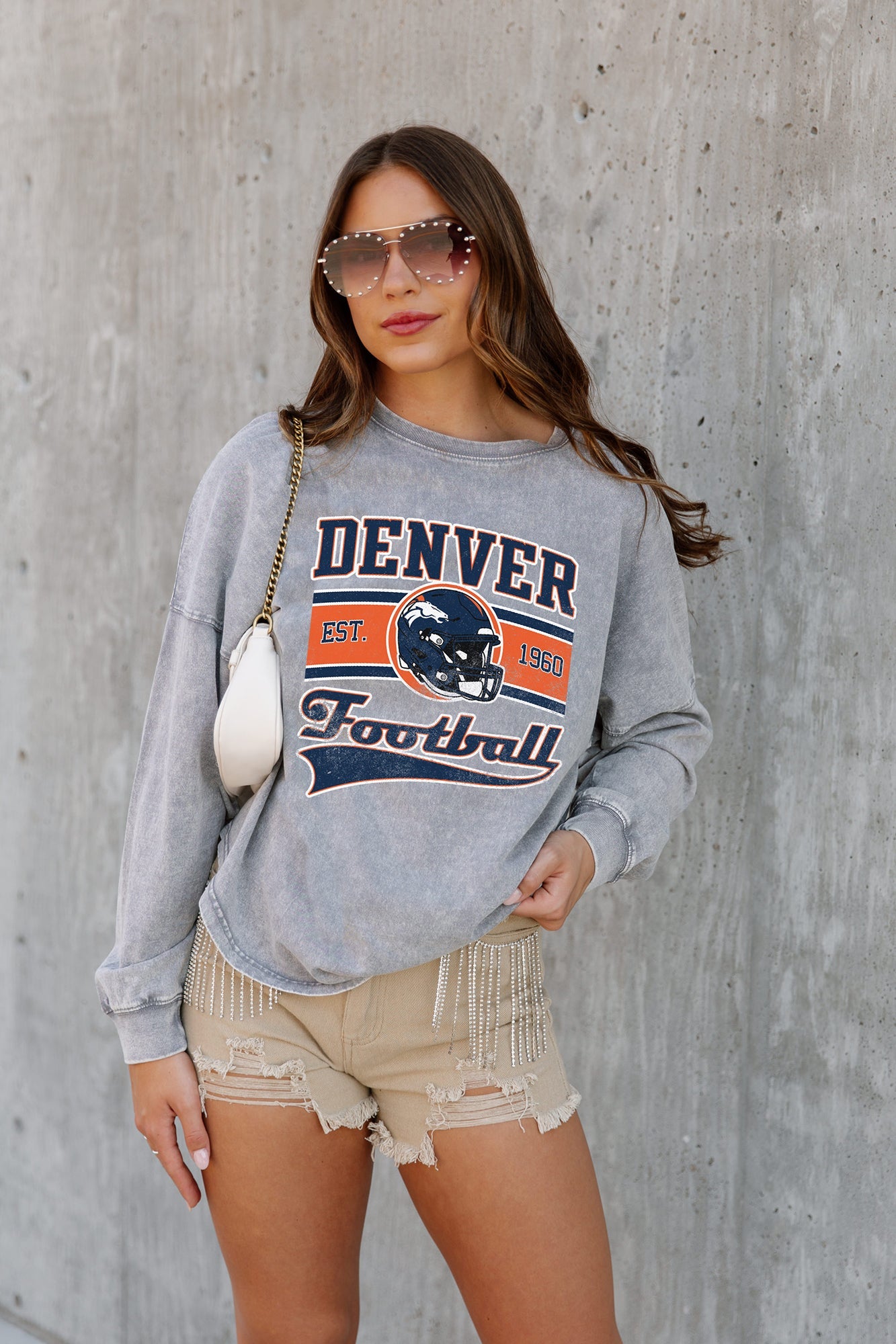 DENVER BRONCOS NO TIMEOUTS FADED WASH PULLOVER