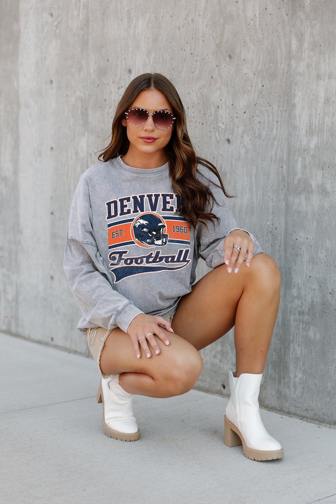 DENVER BRONCOS NO TIMEOUTS FADED WASH PULLOVER