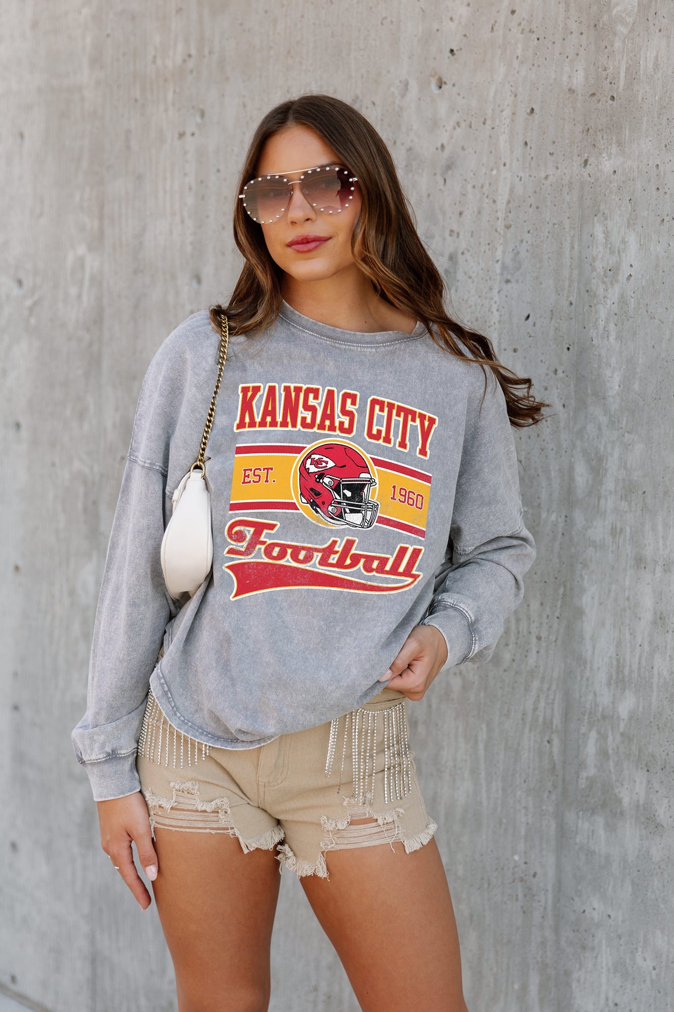 KANSAS CITY CHIEFS NO TIMEOUTS FADED WASH PULLOVER