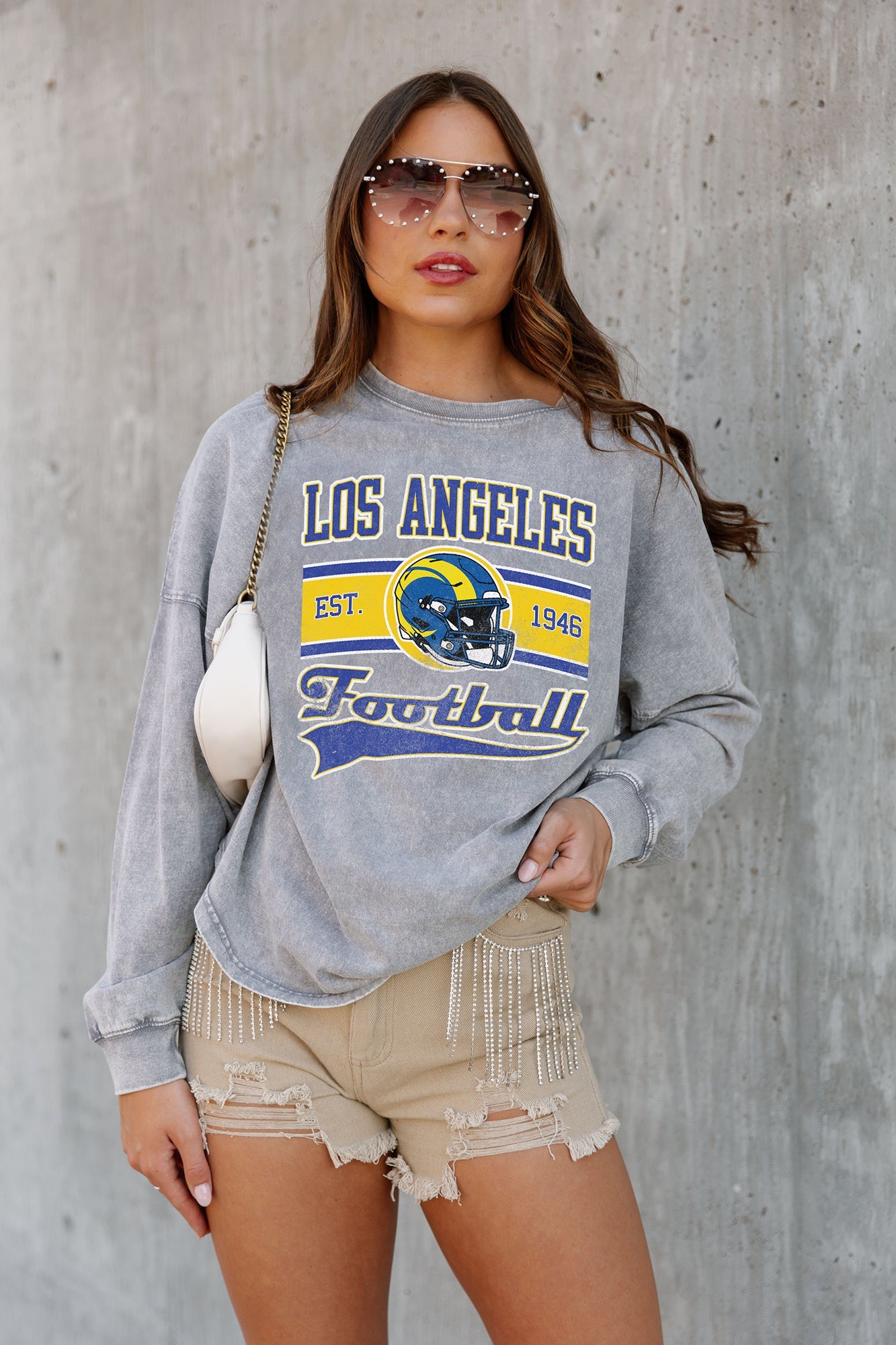 LOS ANGELES RAMS NO TIMEOUTS FADED WASH PULLOVER