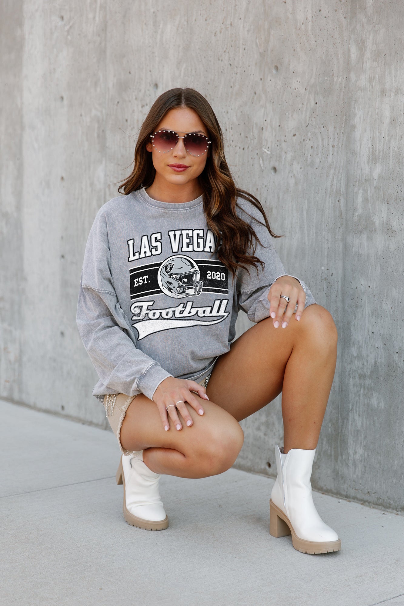 LAS VEGAS RAIDERS NO TIMEOUTS FADED WASH PULLOVER