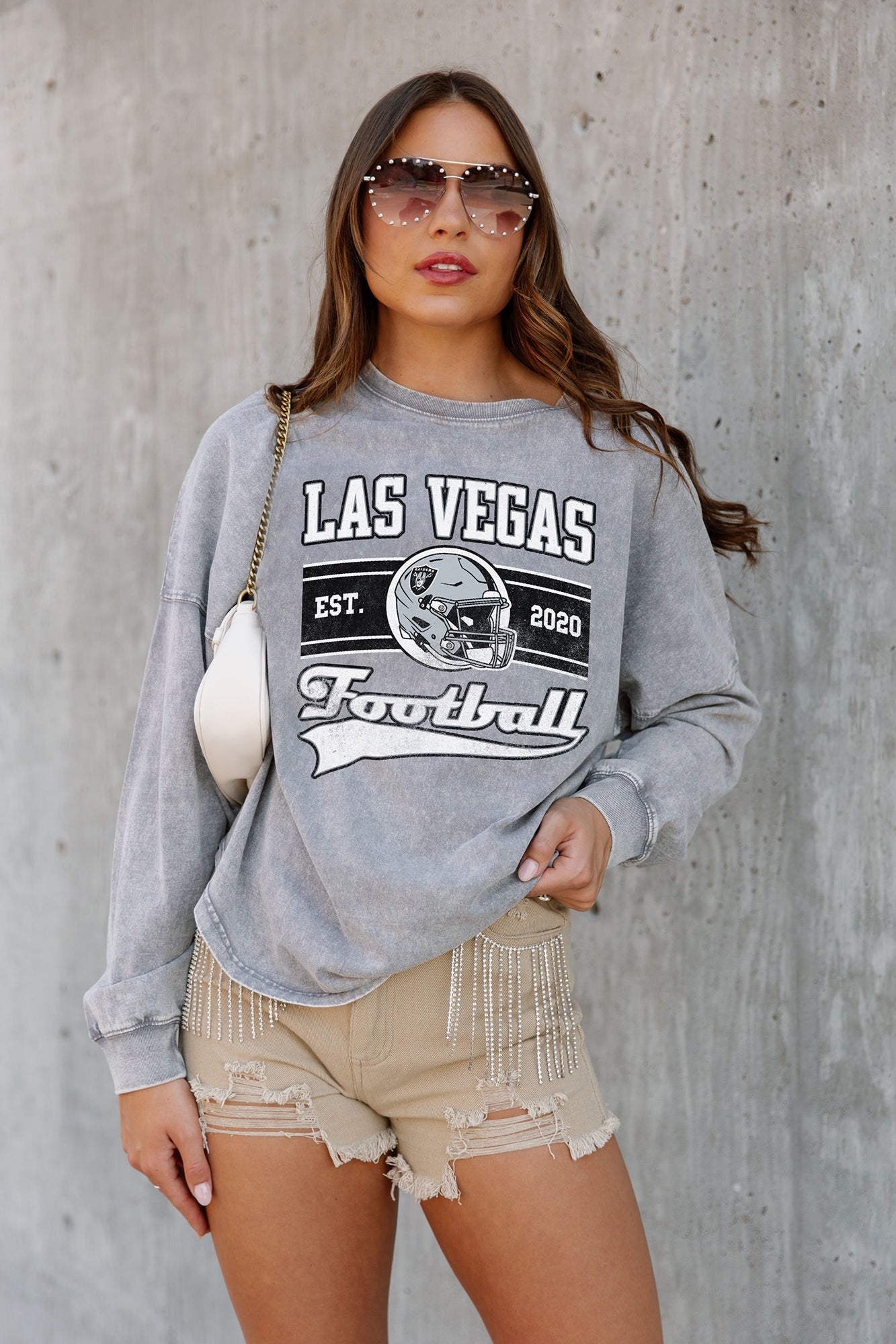 LAS VEGAS RAIDERS NO TIMEOUTS FADED WASH PULLOVER