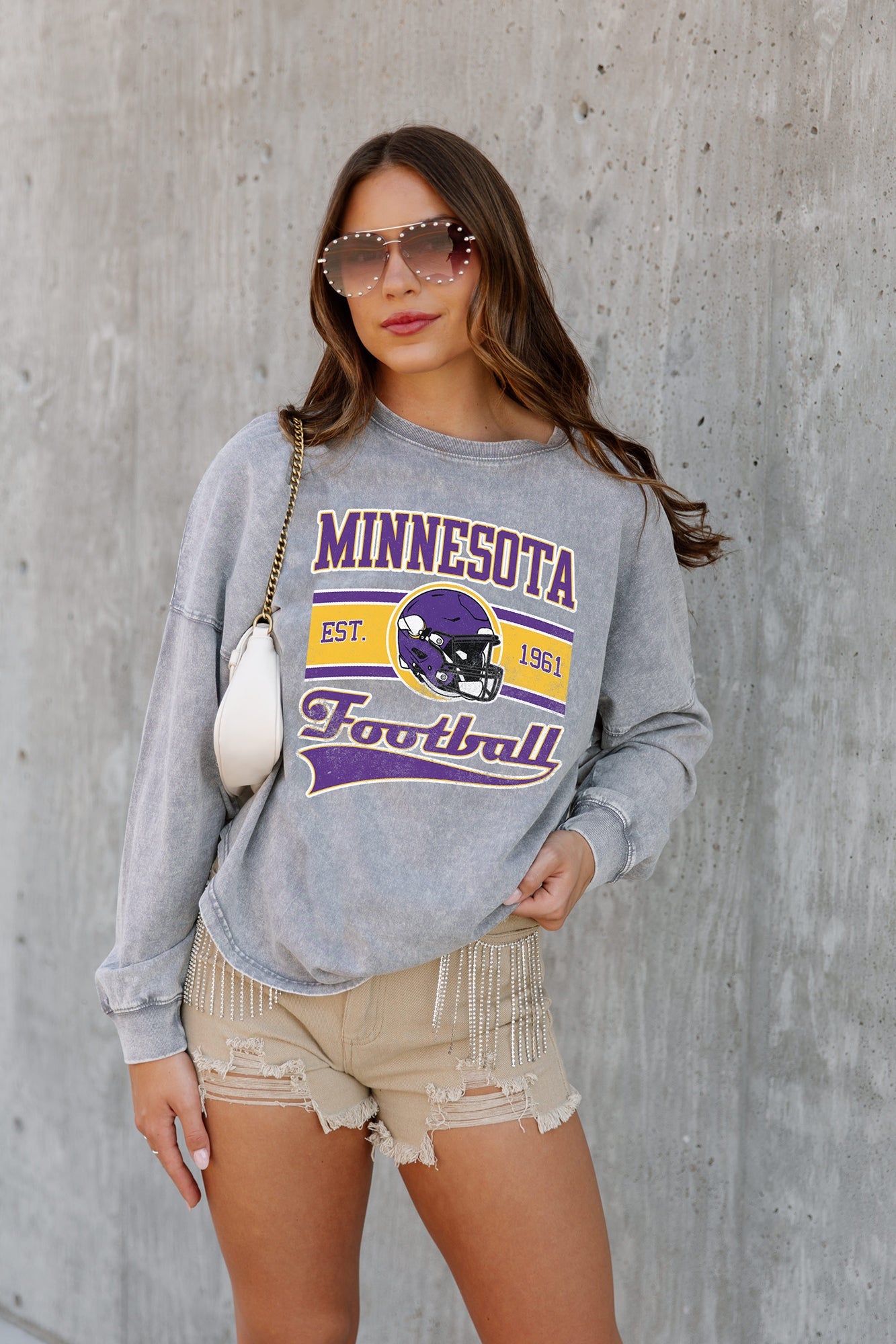 MINNESOTA VIKINGS NO TIMEOUTS FADED WASH PULLOVER