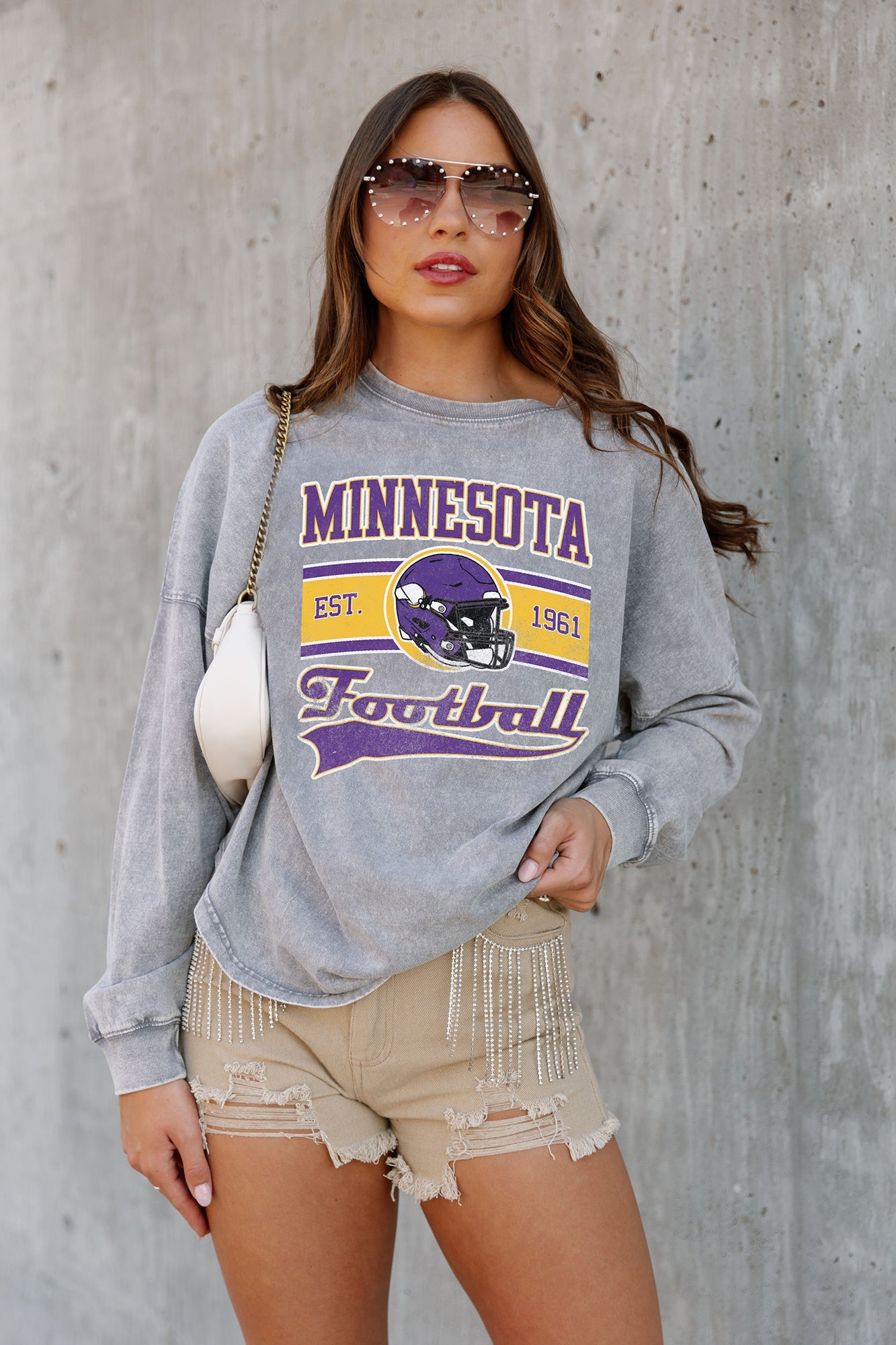 MINNESOTA VIKINGS NO TIMEOUTS FADED WASH PULLOVER