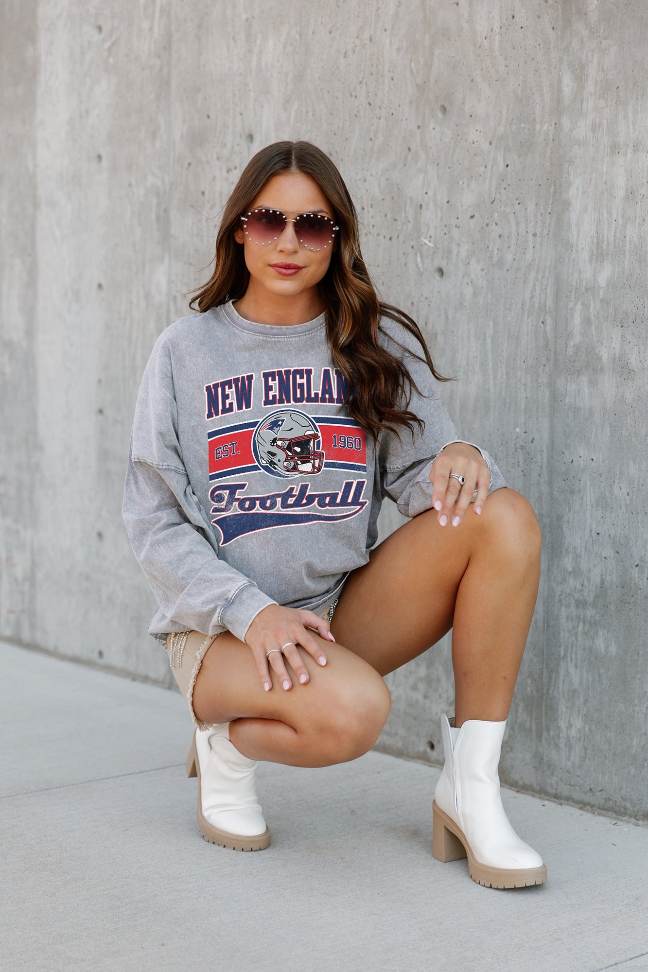 NEW ENGLAND PATRIOTS NO TIMEOUTS FADED WASH PULLOVER