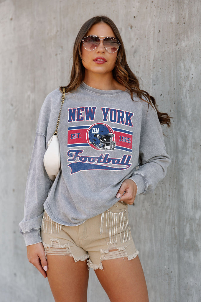 Women's Gameday Couture Gray New York Red Bulls Faded Wash Pullover  Sweatshirt 