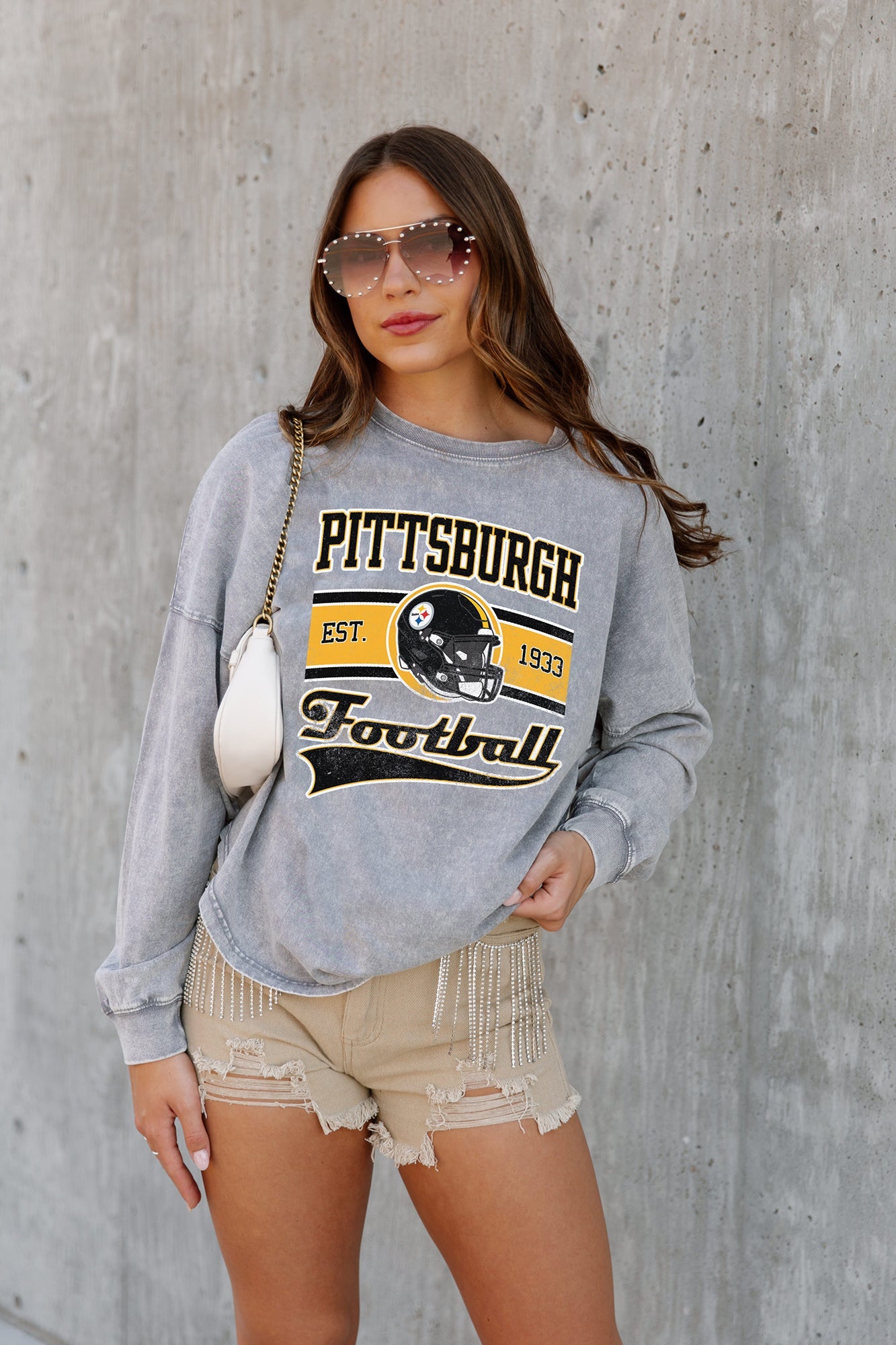 PITTSBURGH STEELERS NO TIMEOUTS FADED WASH PULLOVER – GAMEDAY