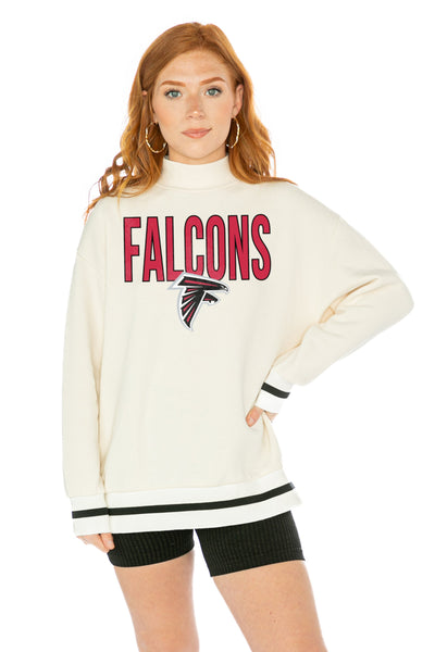 ATLANTA FALCONS COUTURE CREW FRENCH TERRY VINTAGE WASH STUDDED SHOULDER  DETAIL LONG SLEEVE PULLOVER