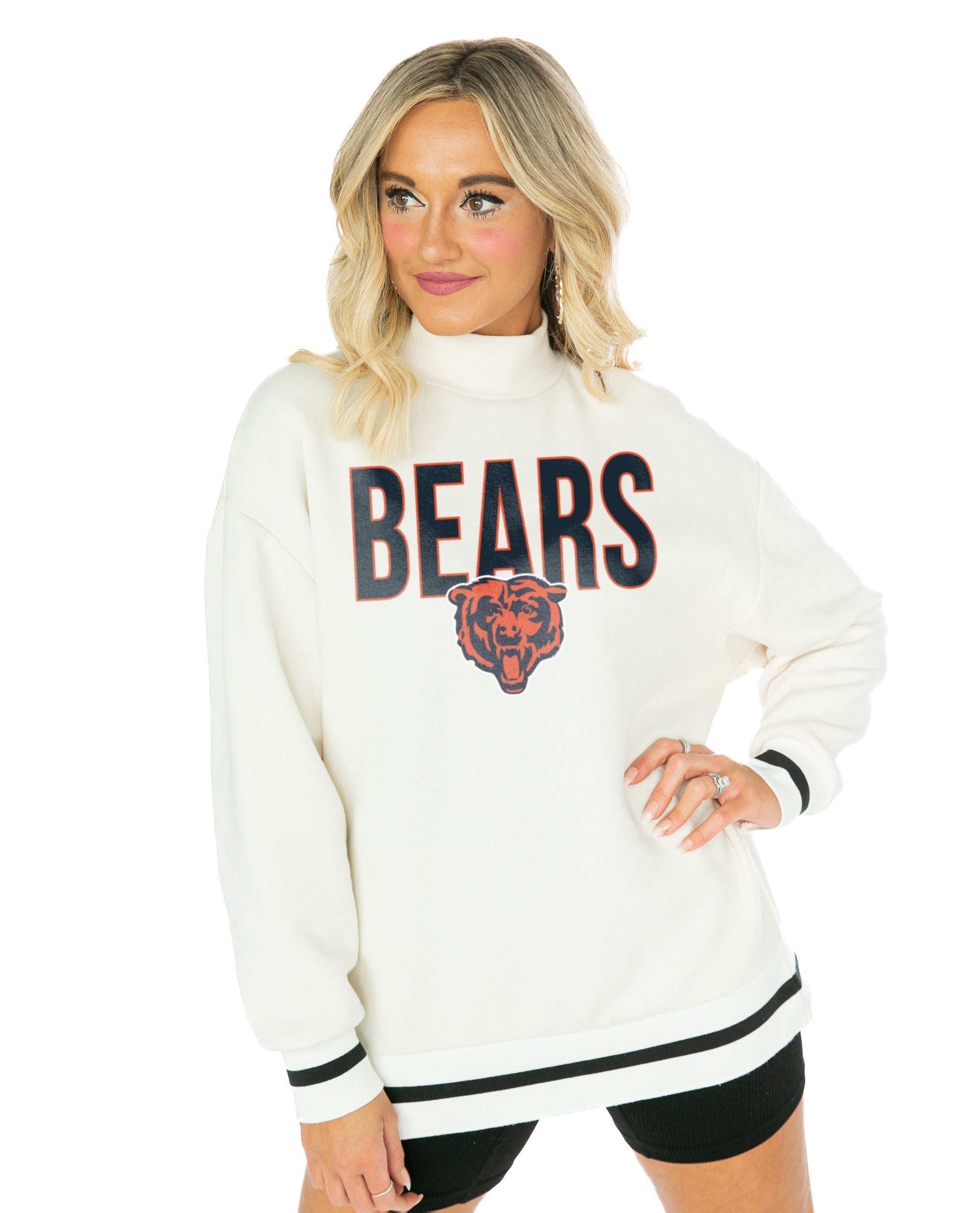 Women's Gameday Couture Black Chicago Bears Gl Flip Sequin Sleeve T-Shirt Size: Large