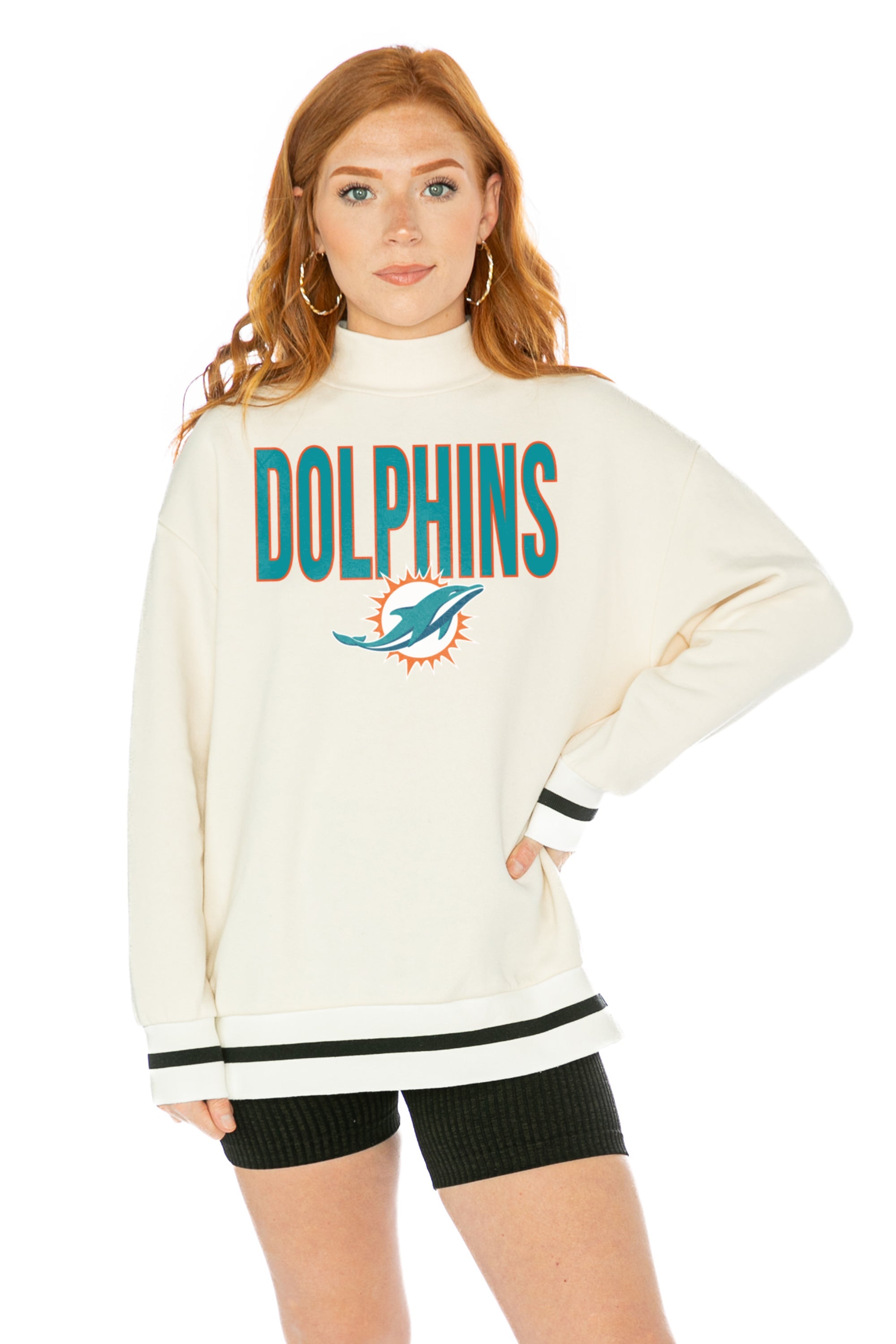 GC x NFL Miami Dolphins Bring The Energy Premium Fleece Drop Shoulder Crewneck Pullover M / Charcoal