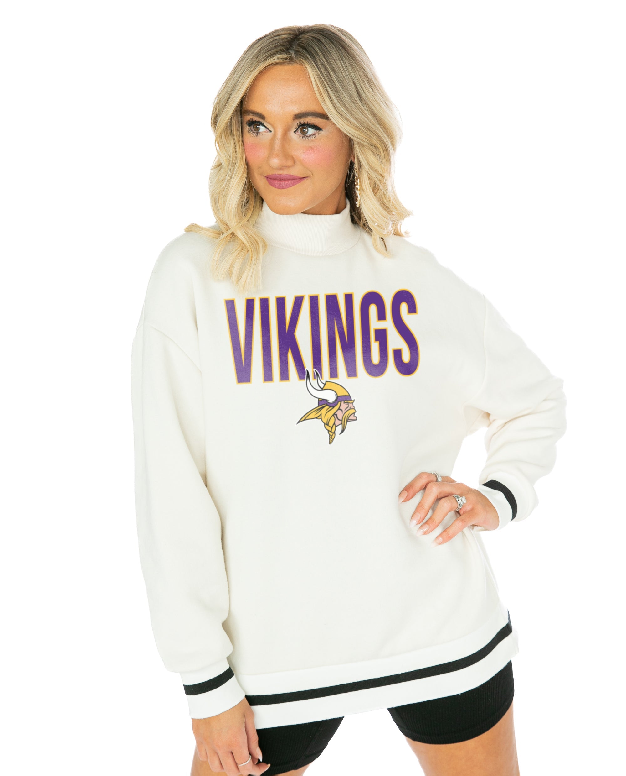 MINNESOTA VIKINGS ELITE ELEGANCE STUDDED SLEEVE DETAIL MODERATE LENGTH –  GAMEDAY COUTURE