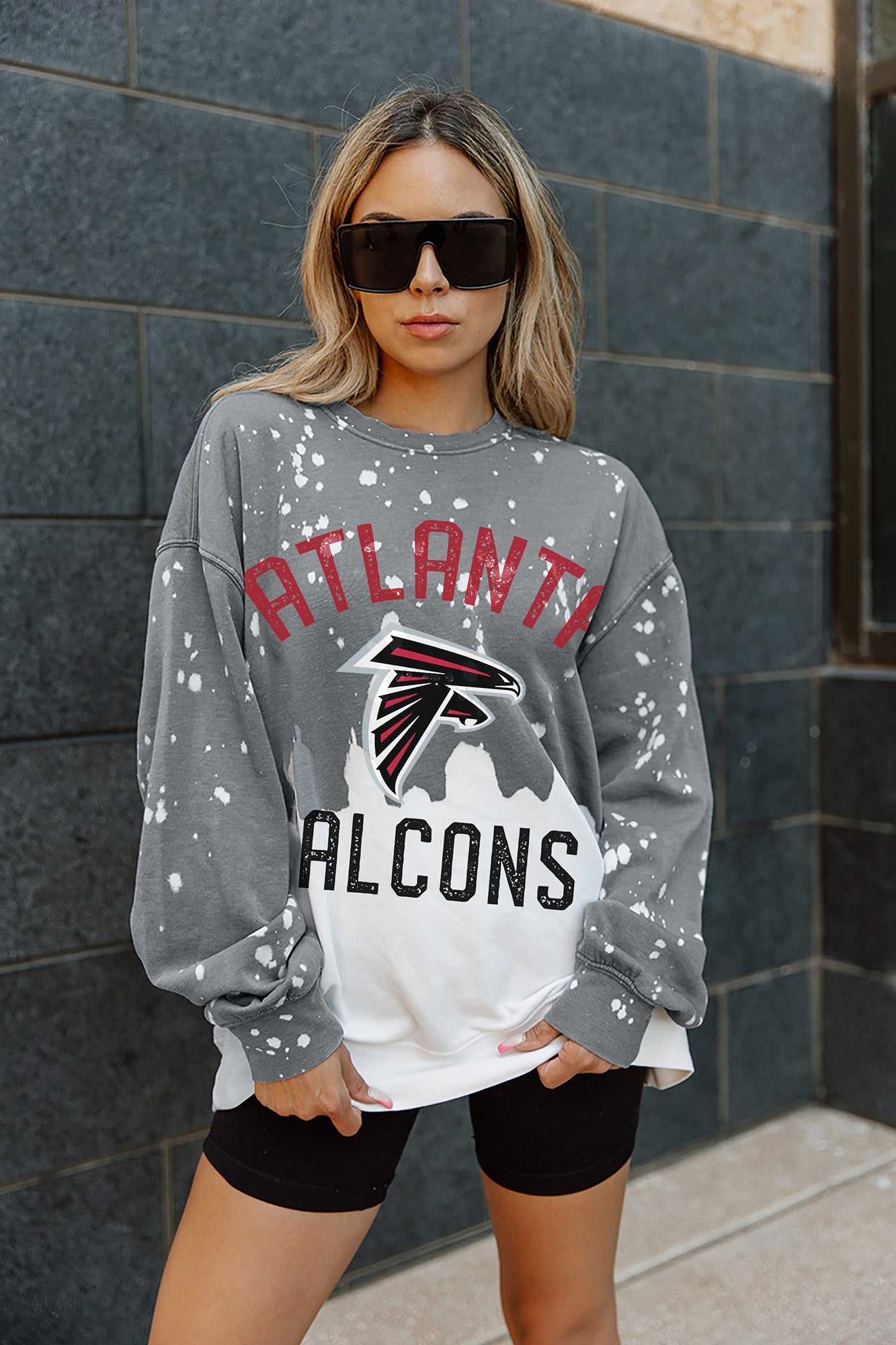 ATLANTA FALCONS COIN TOSS LONG SLEEVE FRENCH TERRY CREWNECK PULLOVER