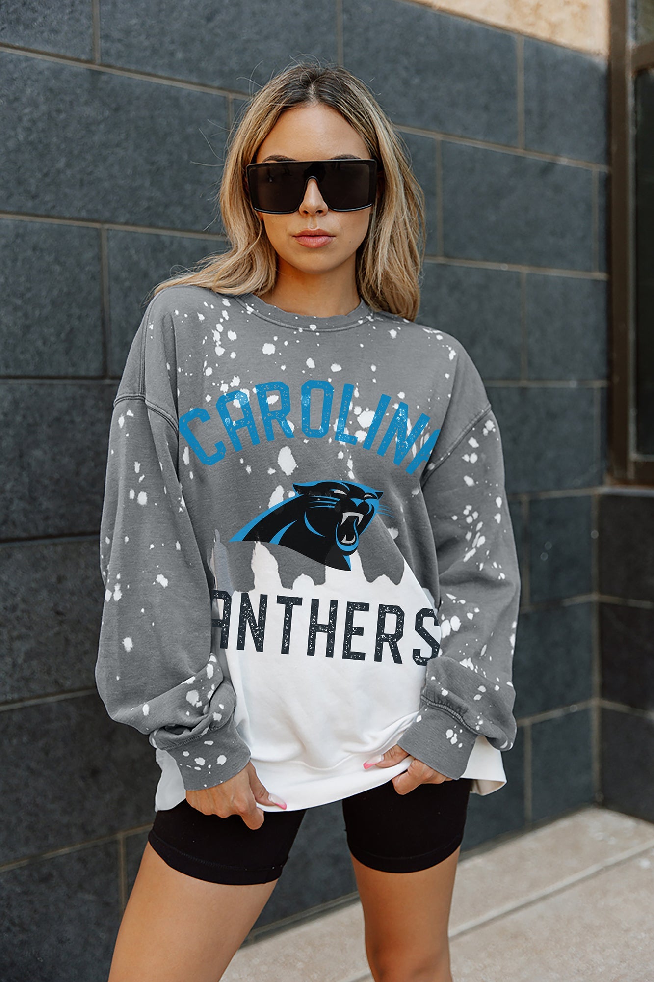 CAROLINA PANTHERS COIN TOSS LONG SLEEVE FRENCH TERRY CREWNECK PULLOVER