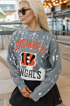 CINCINNATI BENGALS COIN TOSS LONG SLEEVE FRENCH TERRY CREWNECK PULLOVER