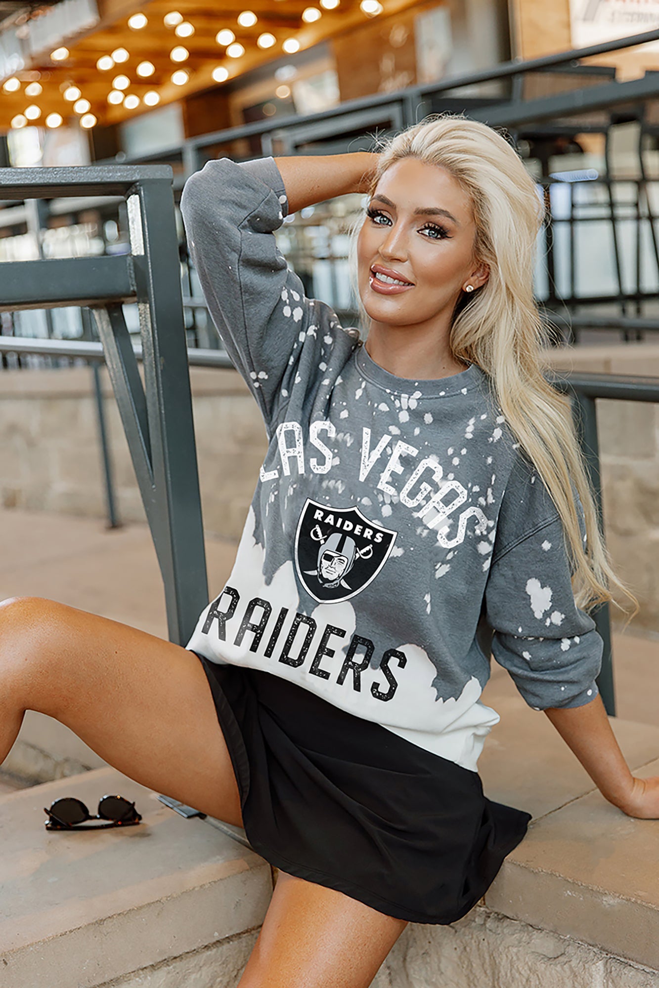 Women's Gameday Couture Gray Las Vegas Raiders Tackle Titan Boyfriend Washed T-Shirt Size: Large