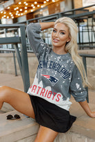 NEW ENGLAND PATRIOTS COIN TOSS LONG SLEEVE FRENCH TERRY CREWNECK PULLOVER