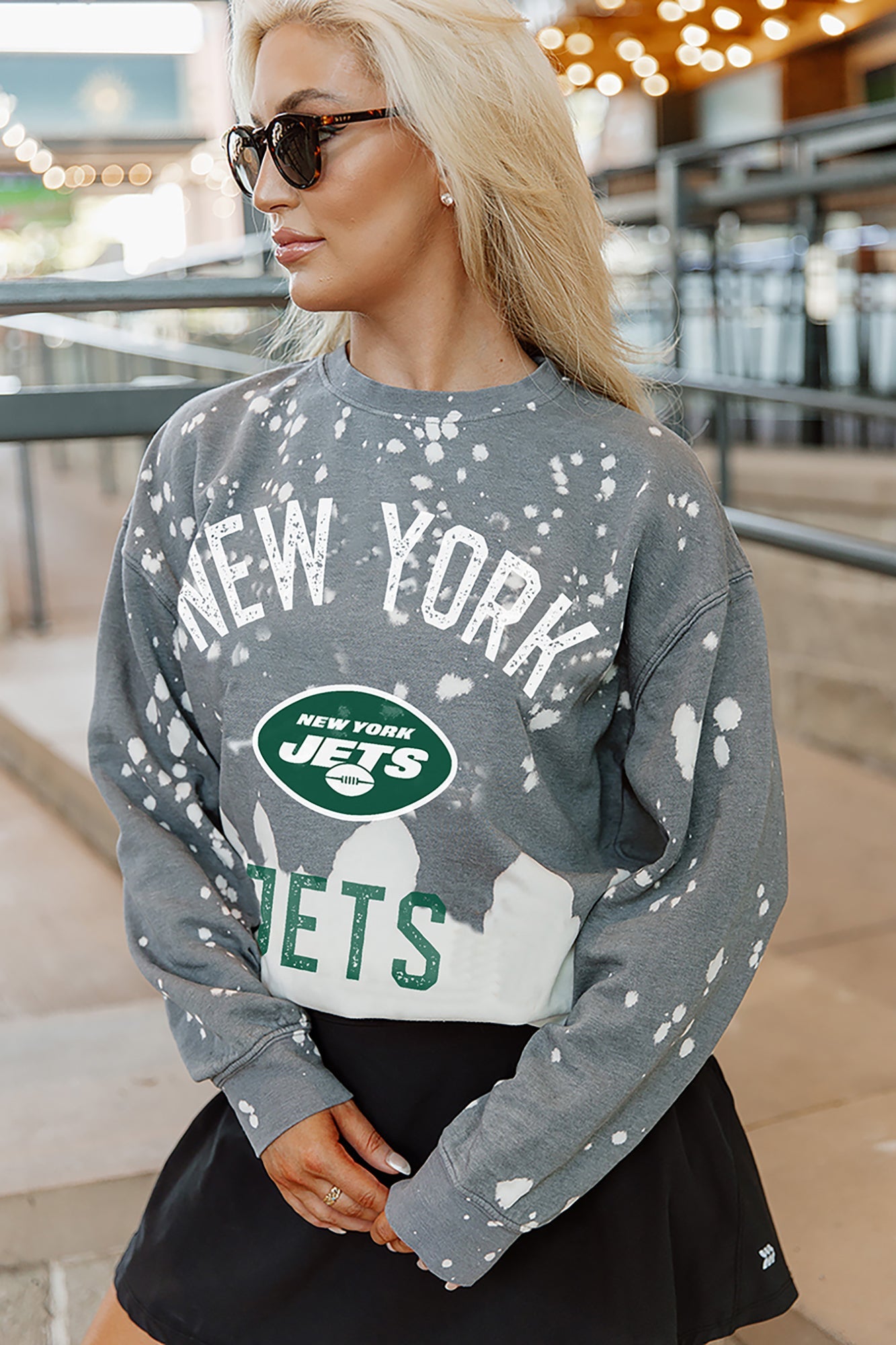 NEW YORK JETS COIN TOSS LONG SLEEVE FRENCH TERRY CREWNECK PULLOVER