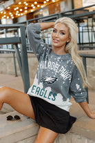 PHILADELPHIA EAGLES COIN TOSS LONG SLEEVE FRENCH TERRY CREWNECK PULLOVER