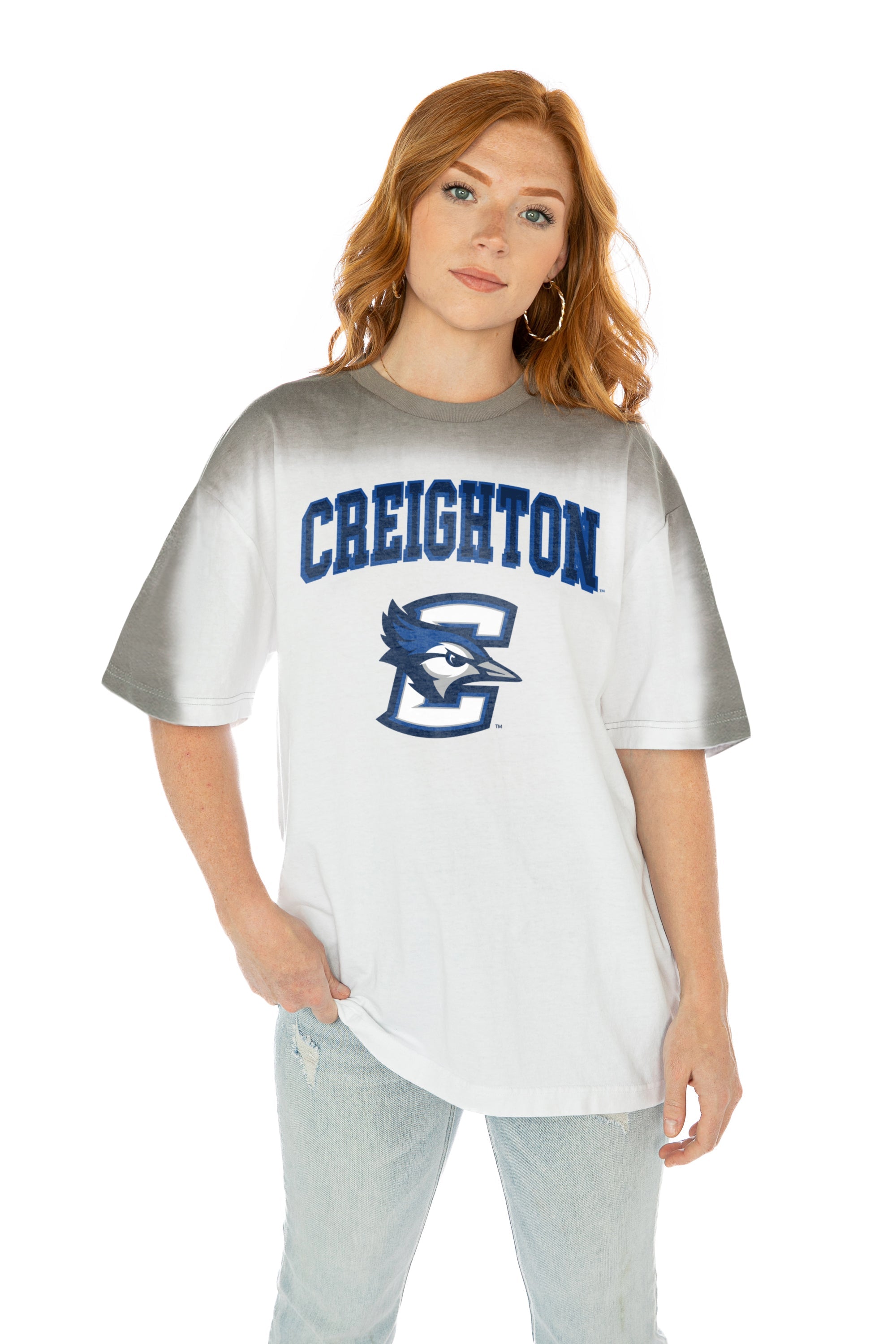 Women's Gameday Couture White Creighton Bluejays Get Goin' Oversized T-Shirt