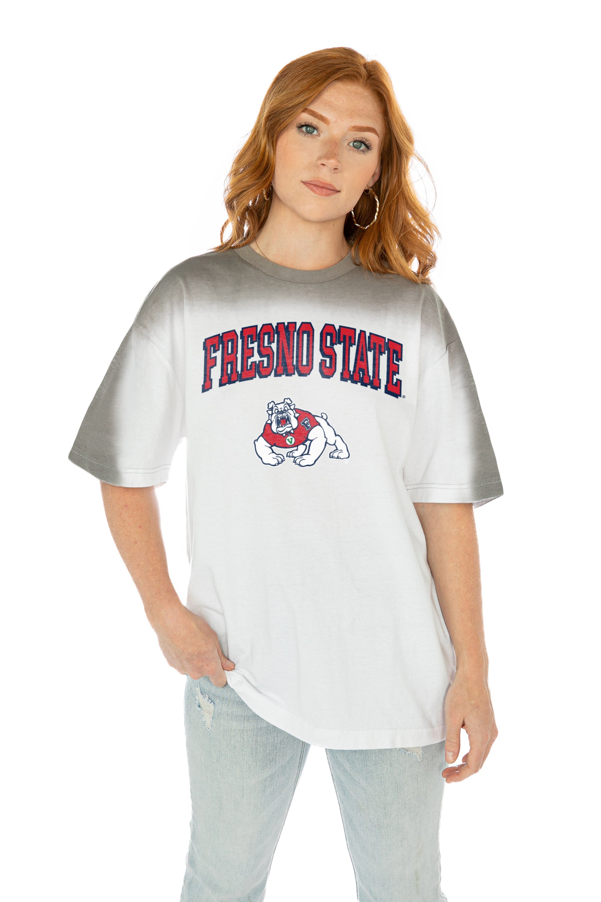 FRESNO STATE BULLDOGS INTERCEPTION COLOR WAVE CREW NECK T-SHIRT