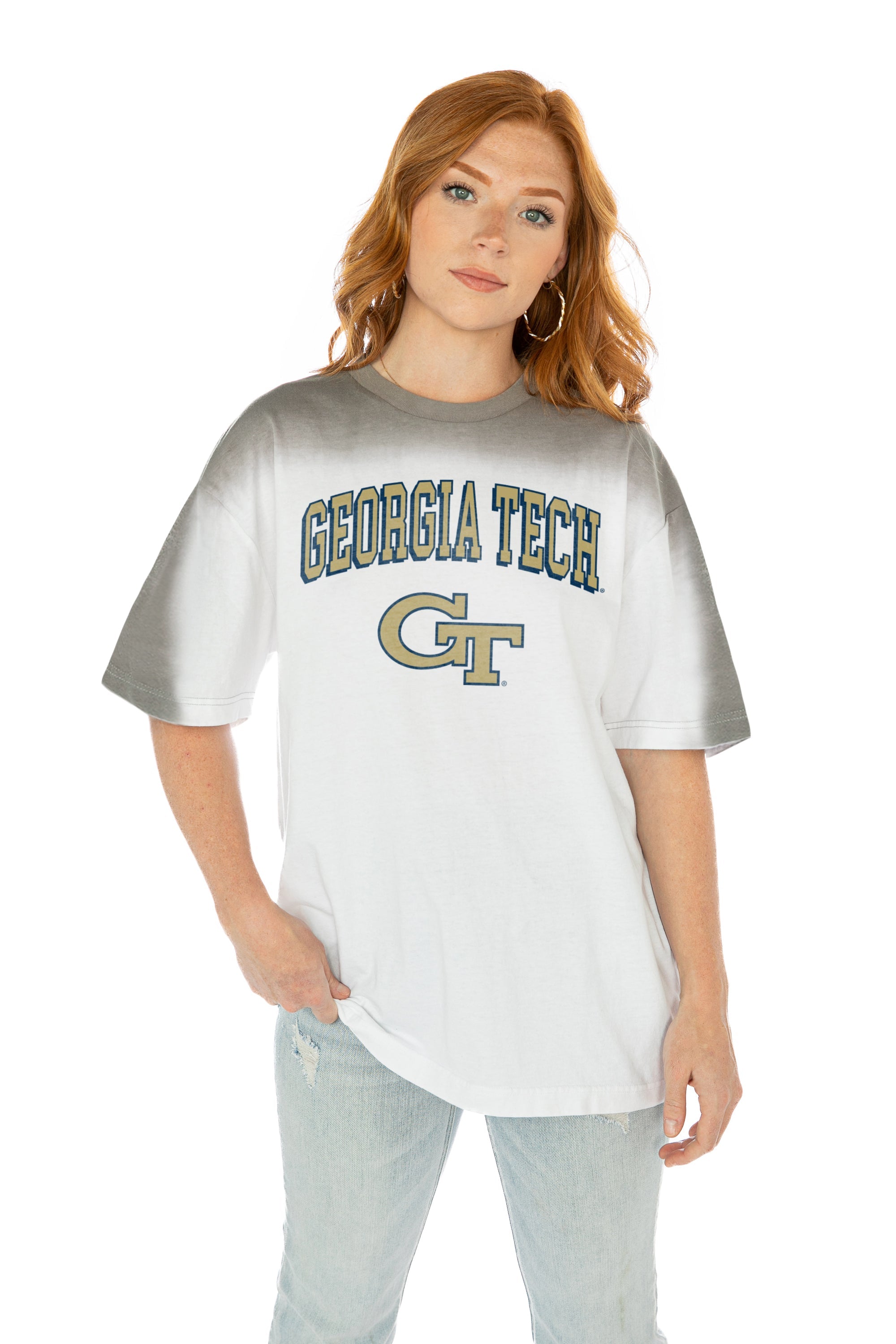 GEORGIA TECH YELLOW JACKETS INTERCEPTION COLOR WAVE CREW NECK T-SHIRT