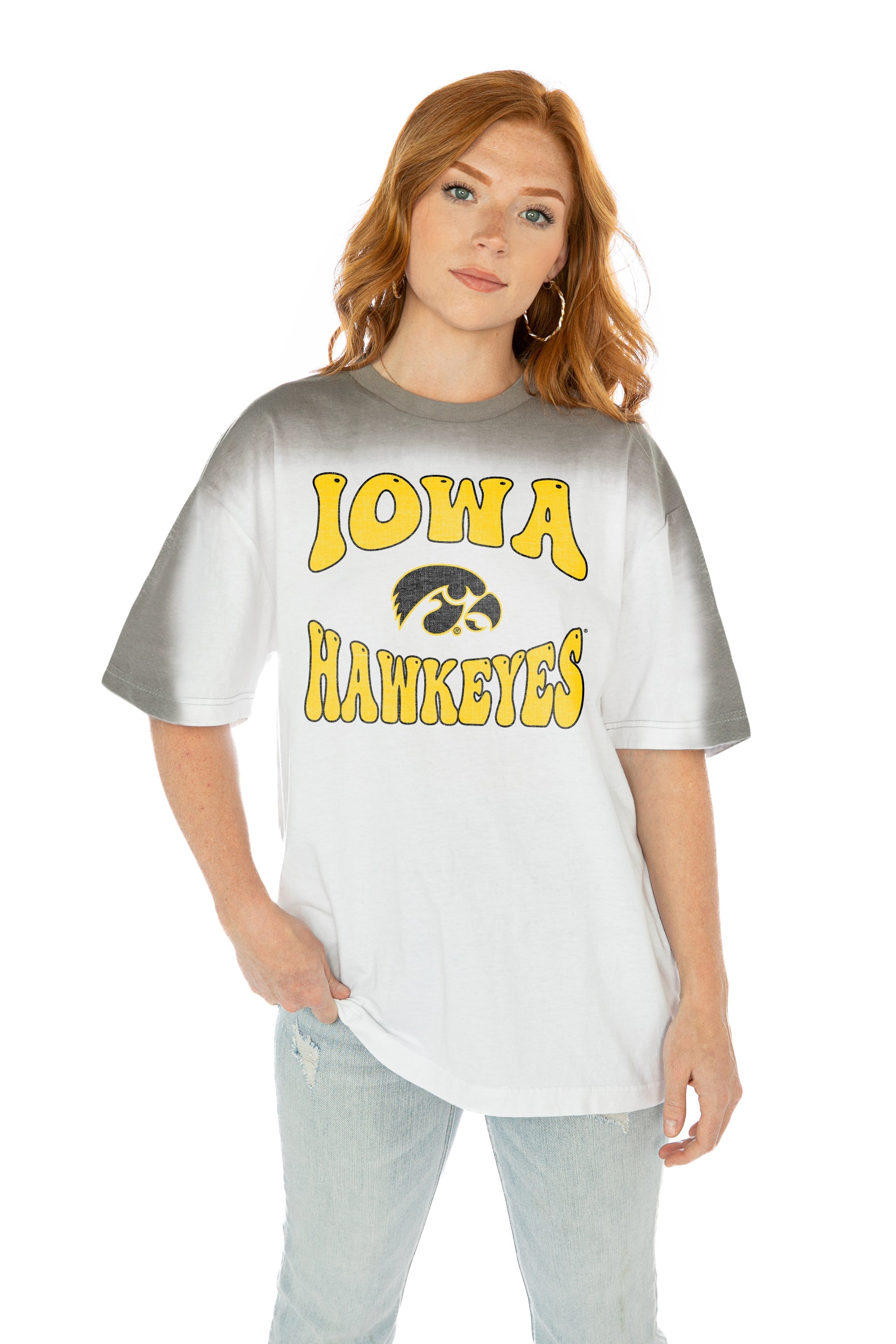 IOWA HAWKEYES CAMPUS GLORY COLOR WAVE CREW NECK T-SHIRT