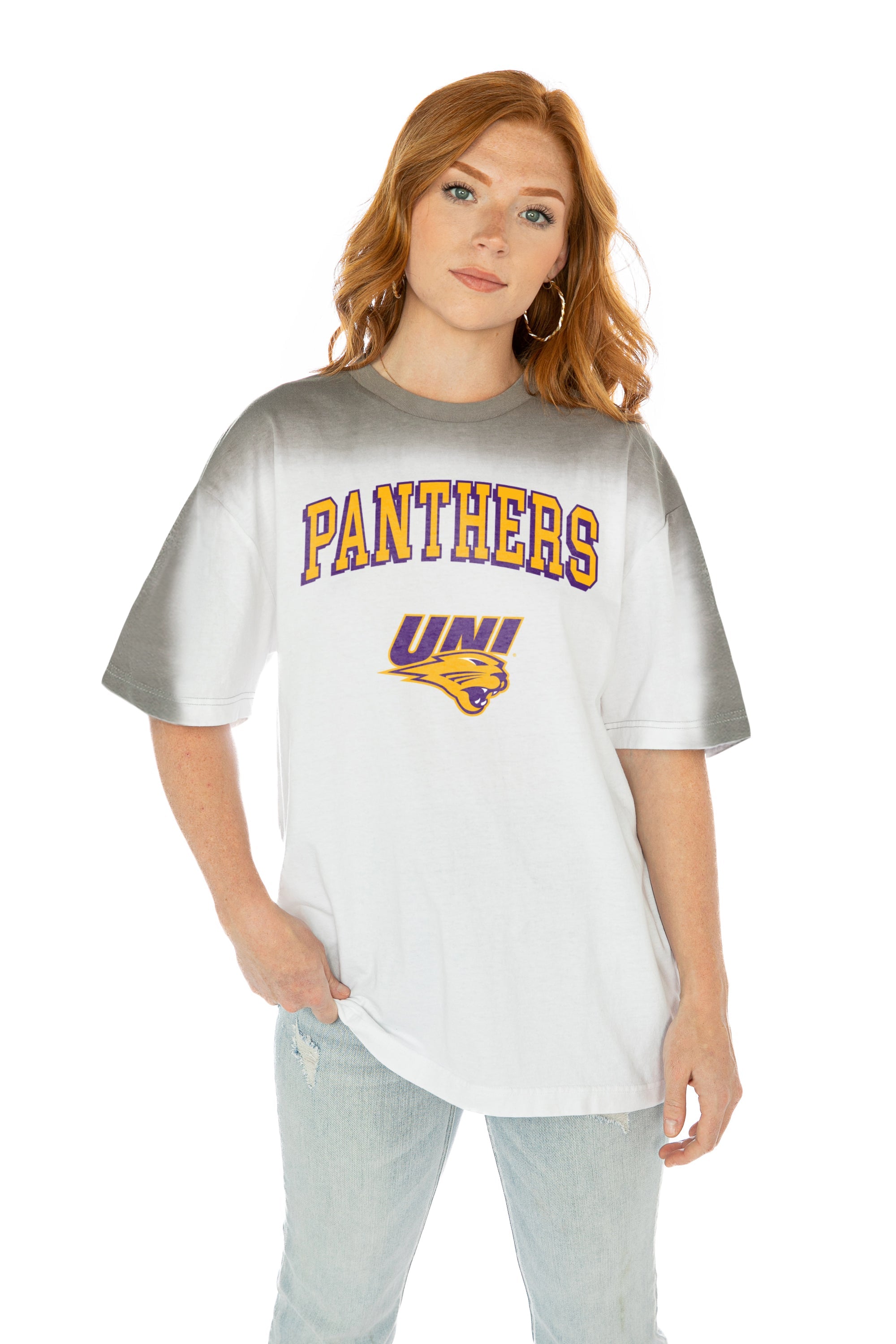 Women's Gameday Couture White Northern Iowa Panthers Interception Oversized T-Shirt