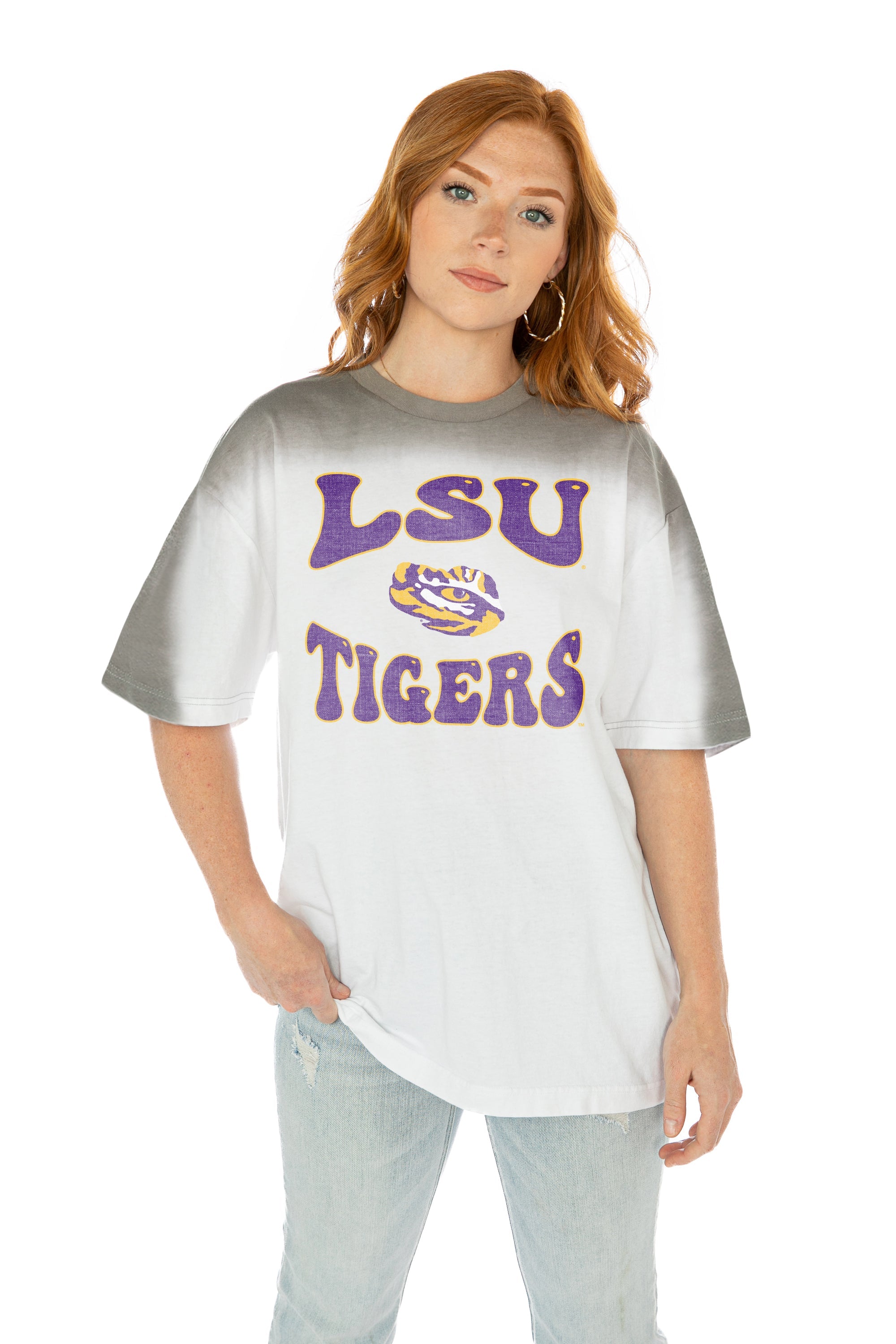 LSU TIGERS CAMPUS GLORY COLOR WAVE CREW NECK T-SHIRT