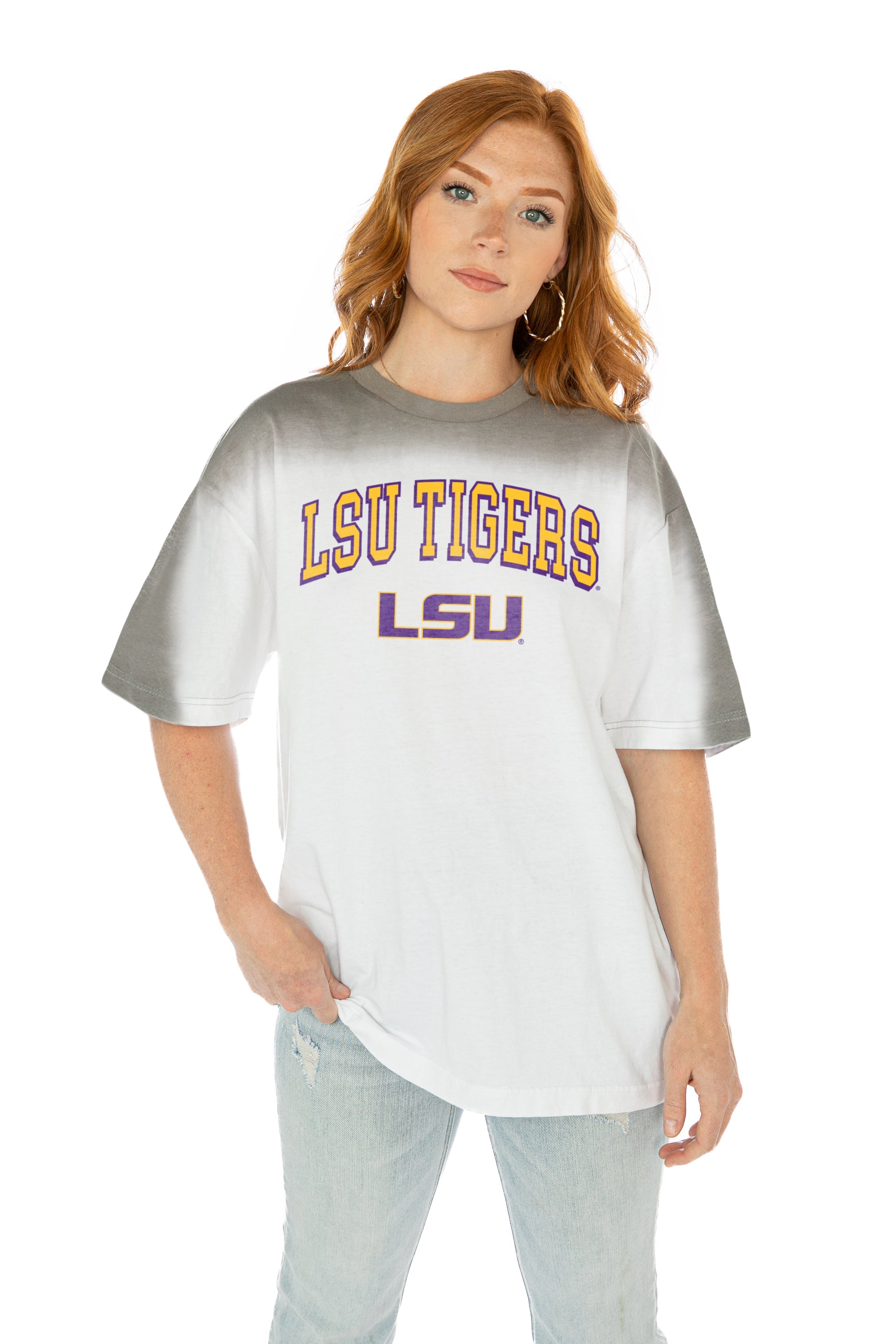 LSU TIGERS INTERCEPTION COLOR WAVE CREW NECK T-SHIRT