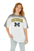 MICHIGAN WOLVERINES INTERCEPTION COLOR WAVE CREW NECK T-SHIRT