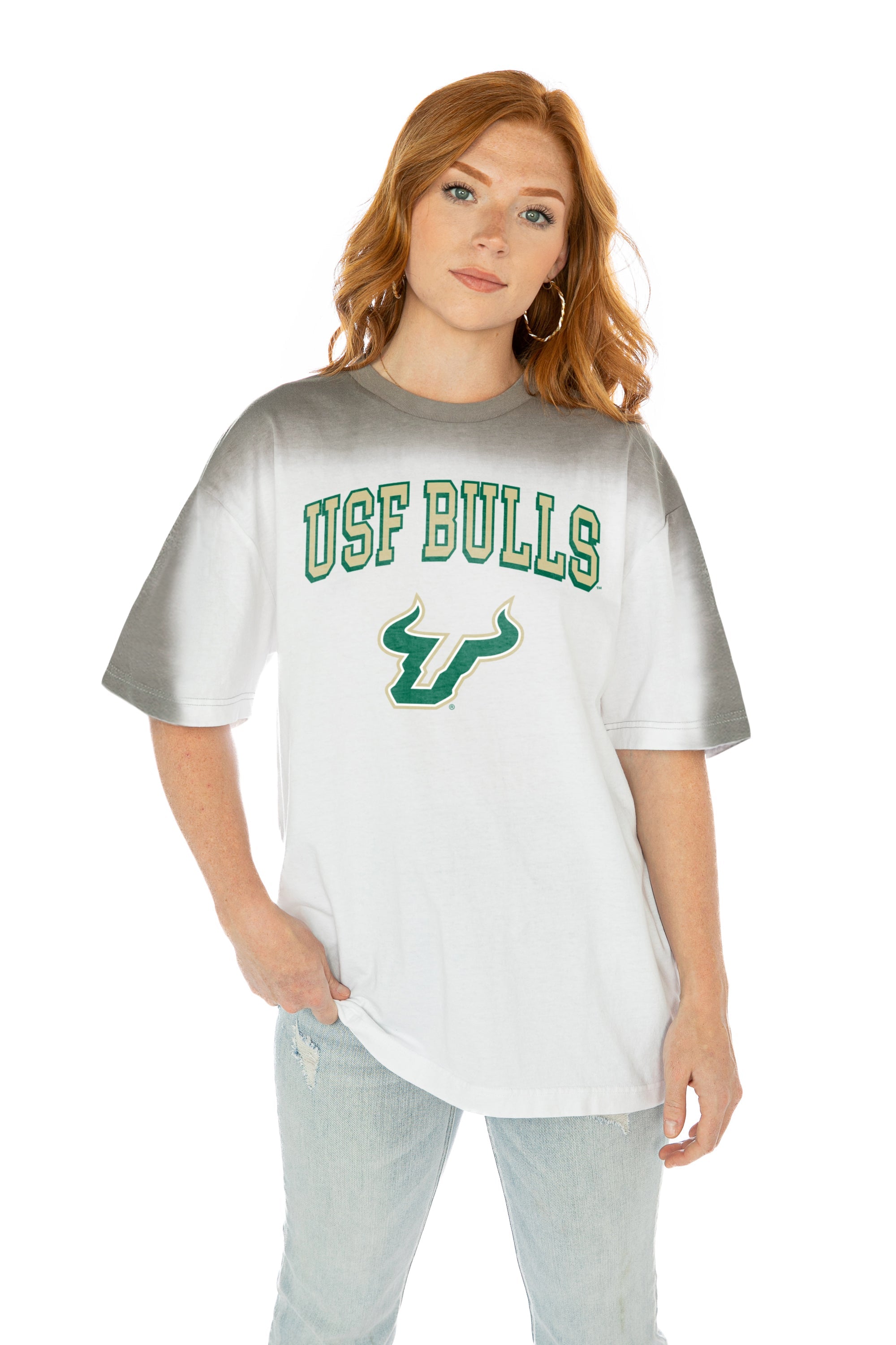 Women's Gameday Couture White South Florida Bulls PoweredBy Go Girl Oversized T-Shirt