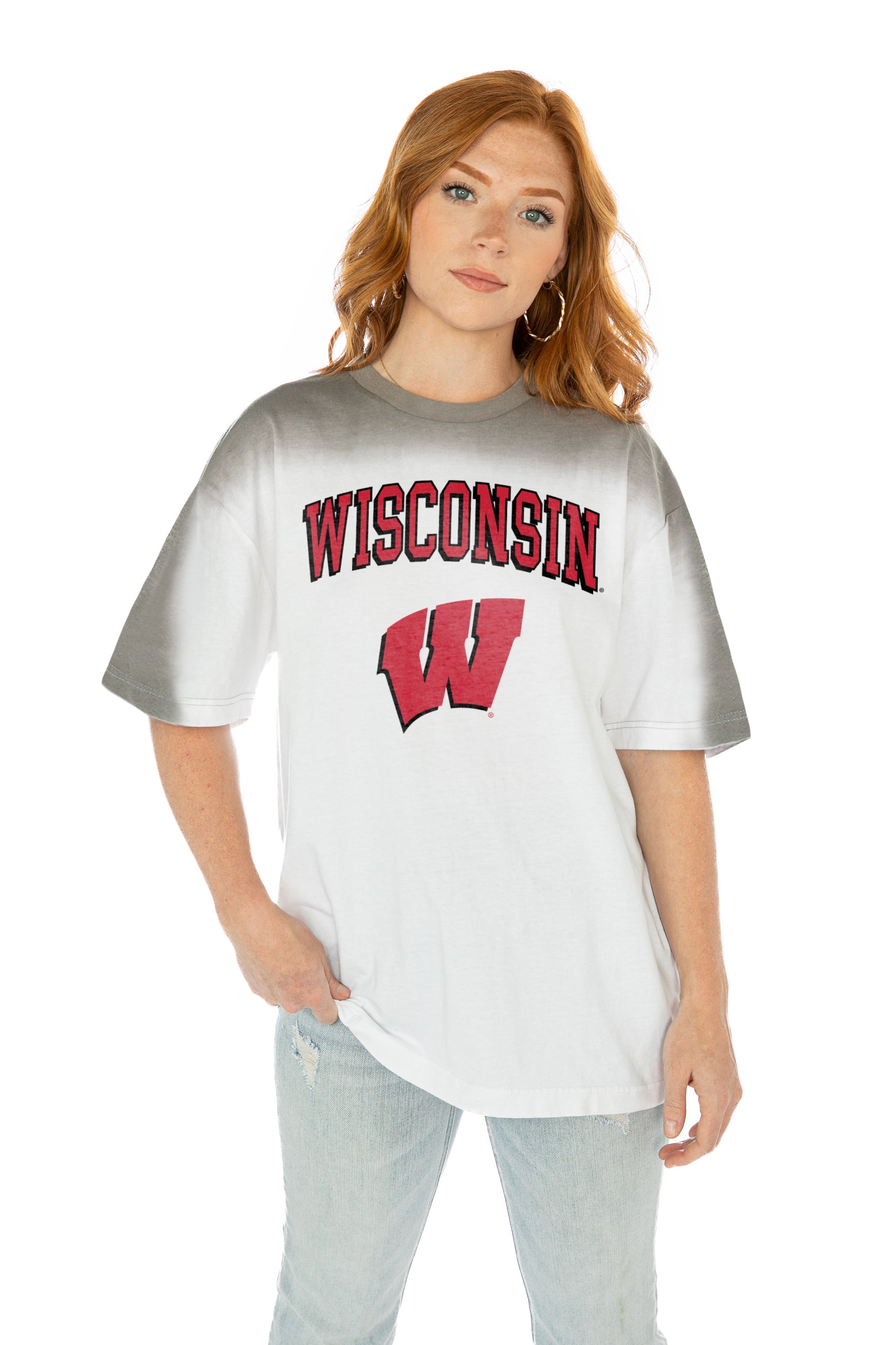 WISCONSIN BADGERS INTERCEPTION COLOR WAVE CREW NECK T-SHIRT