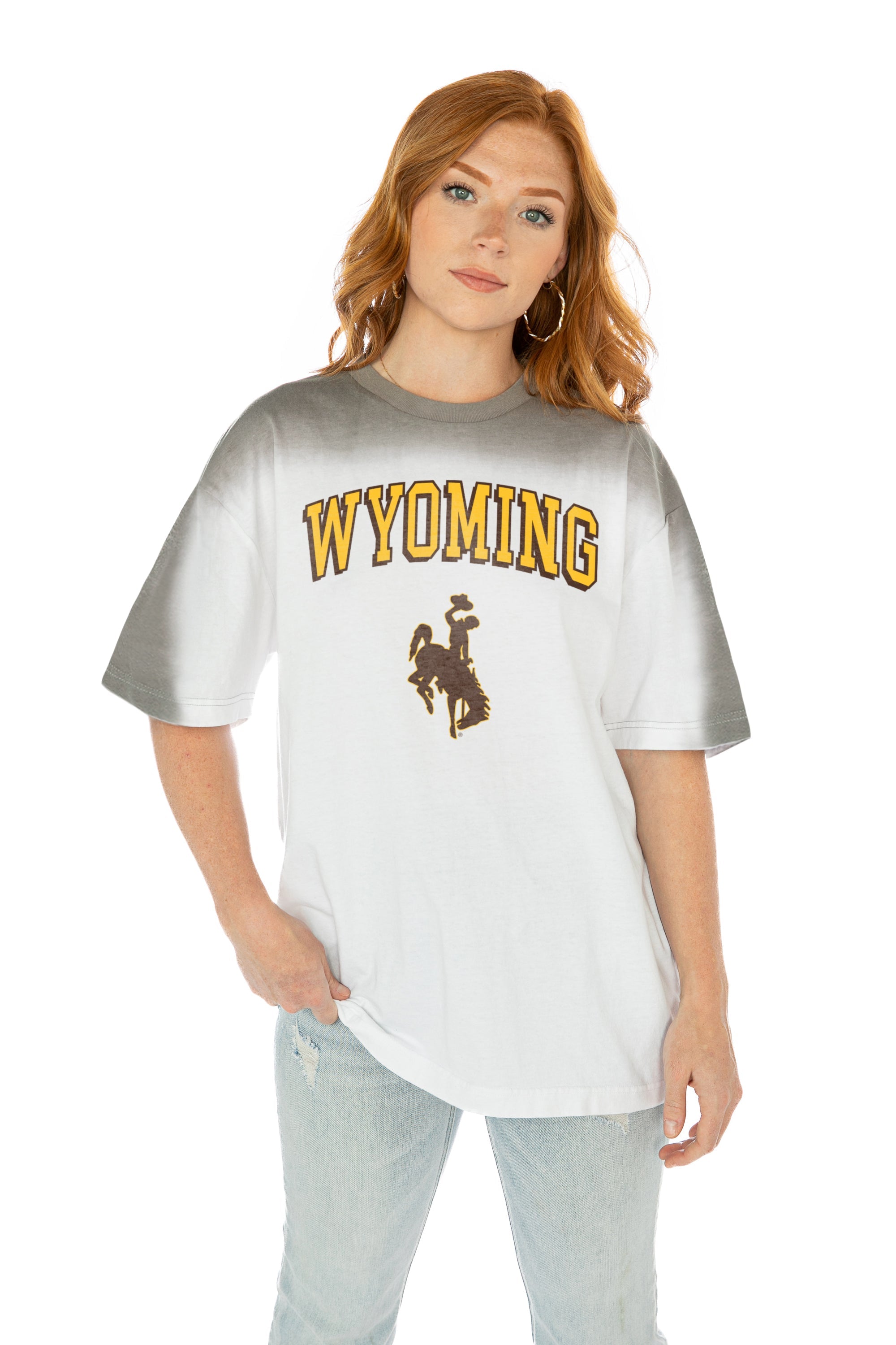 Wyoming Cowboys Women's Colorblock Cropped S/S Tee - Brown