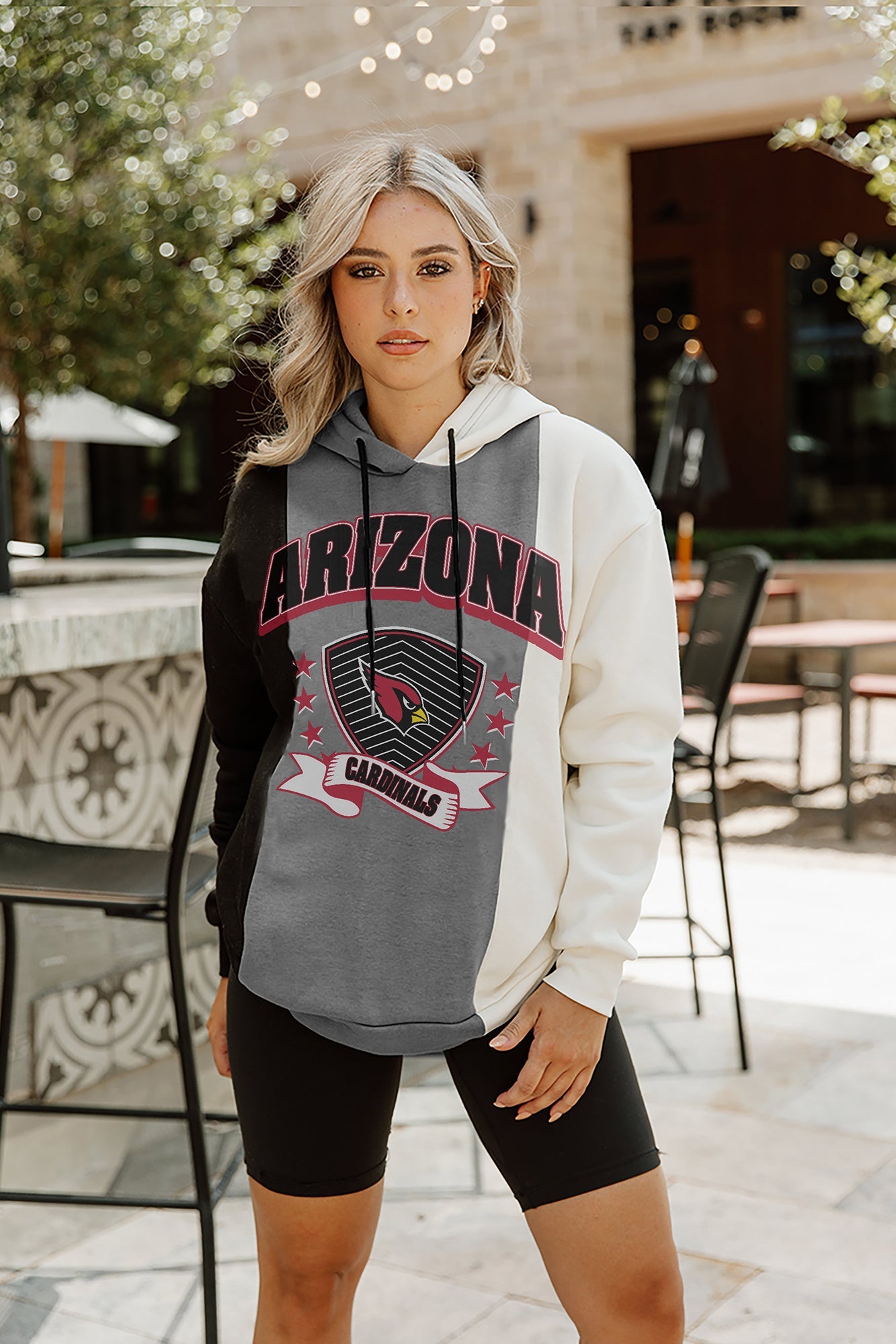 ARIZONA CARDINALS YARD LINE LONG SLEEVE FLEECE CREWNECK SWEATSHIRT WITH  RIBBED KNIT COLLAR, WRIST, AND WAISTBAND