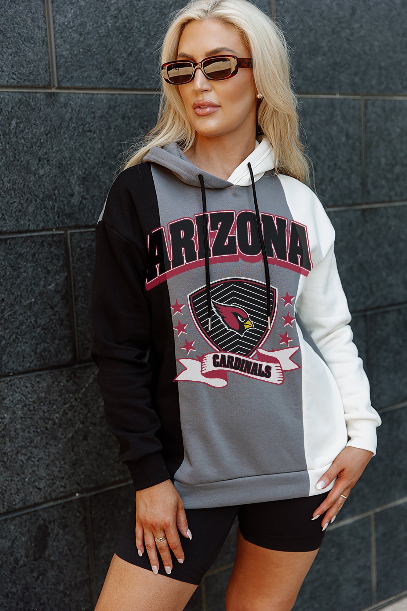 ARIZONA CARDINALS TAKE THE FIELD TRI-COLOR BLOCK HOODED FLEECE PULLOVER