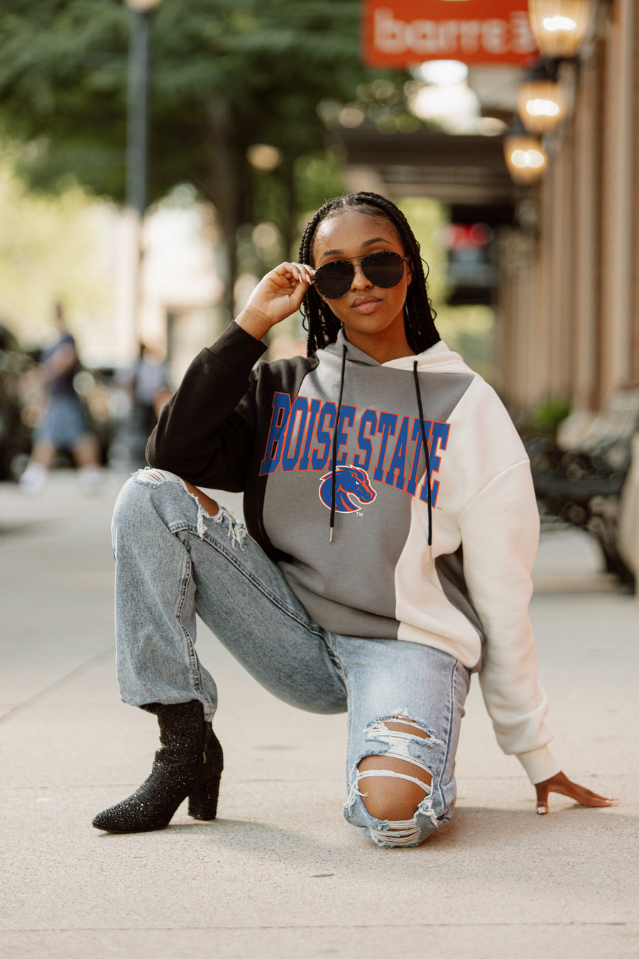 Women's Gameday Couture White Boise State Broncos Mock Neck Force Pullover  Sweatshirt